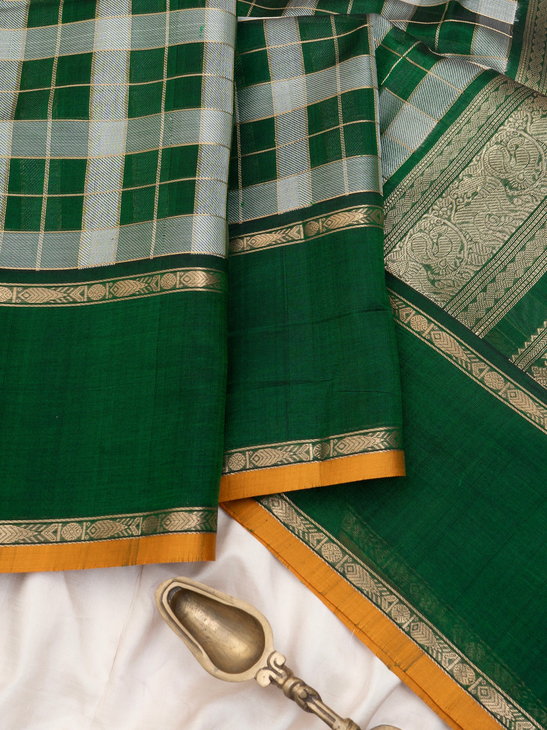 Green Chettinad kattam / Silk Cotton Saree CLSA8703