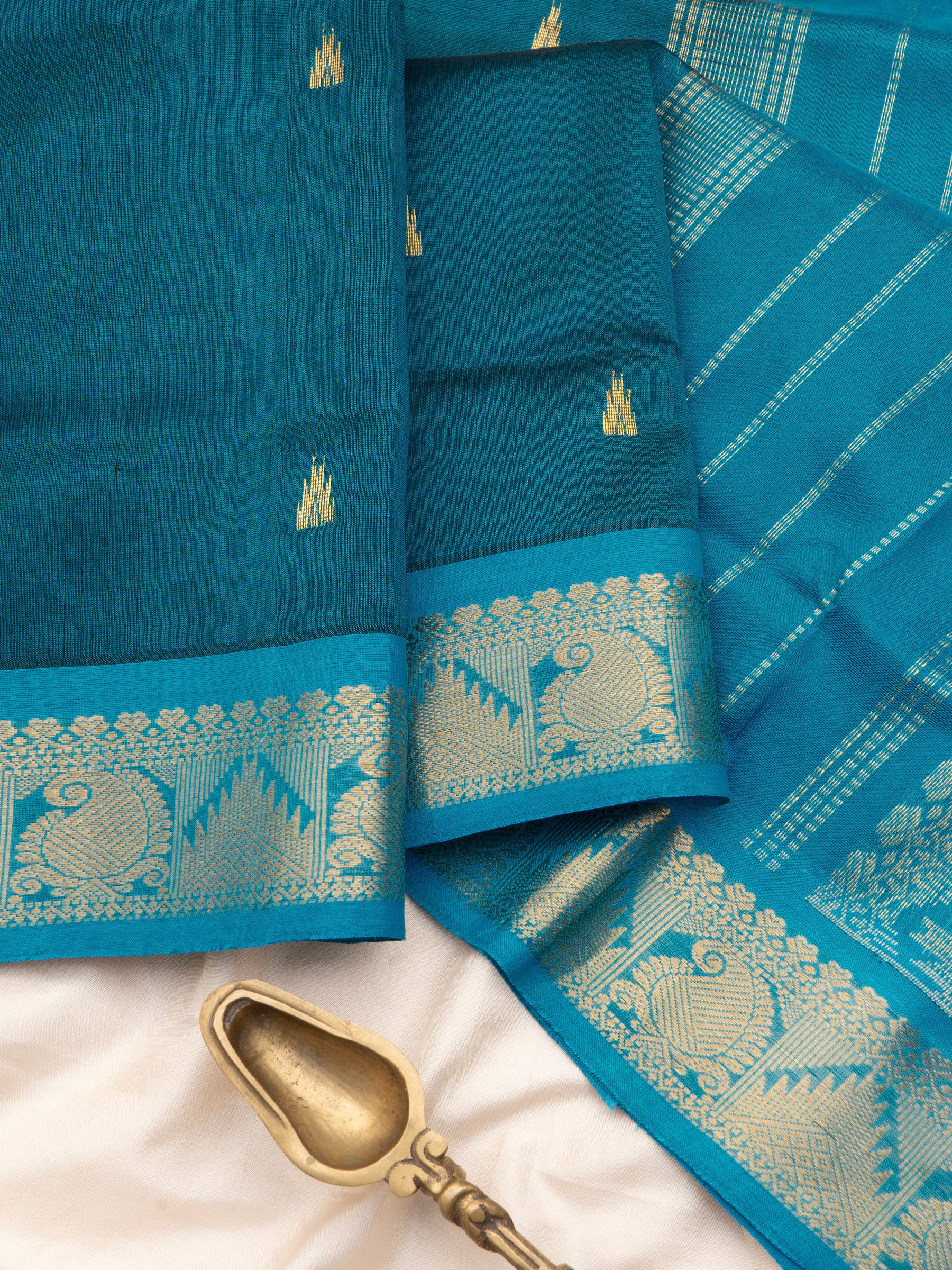 Teal blue / Silk Cotton Saree CLSA9235