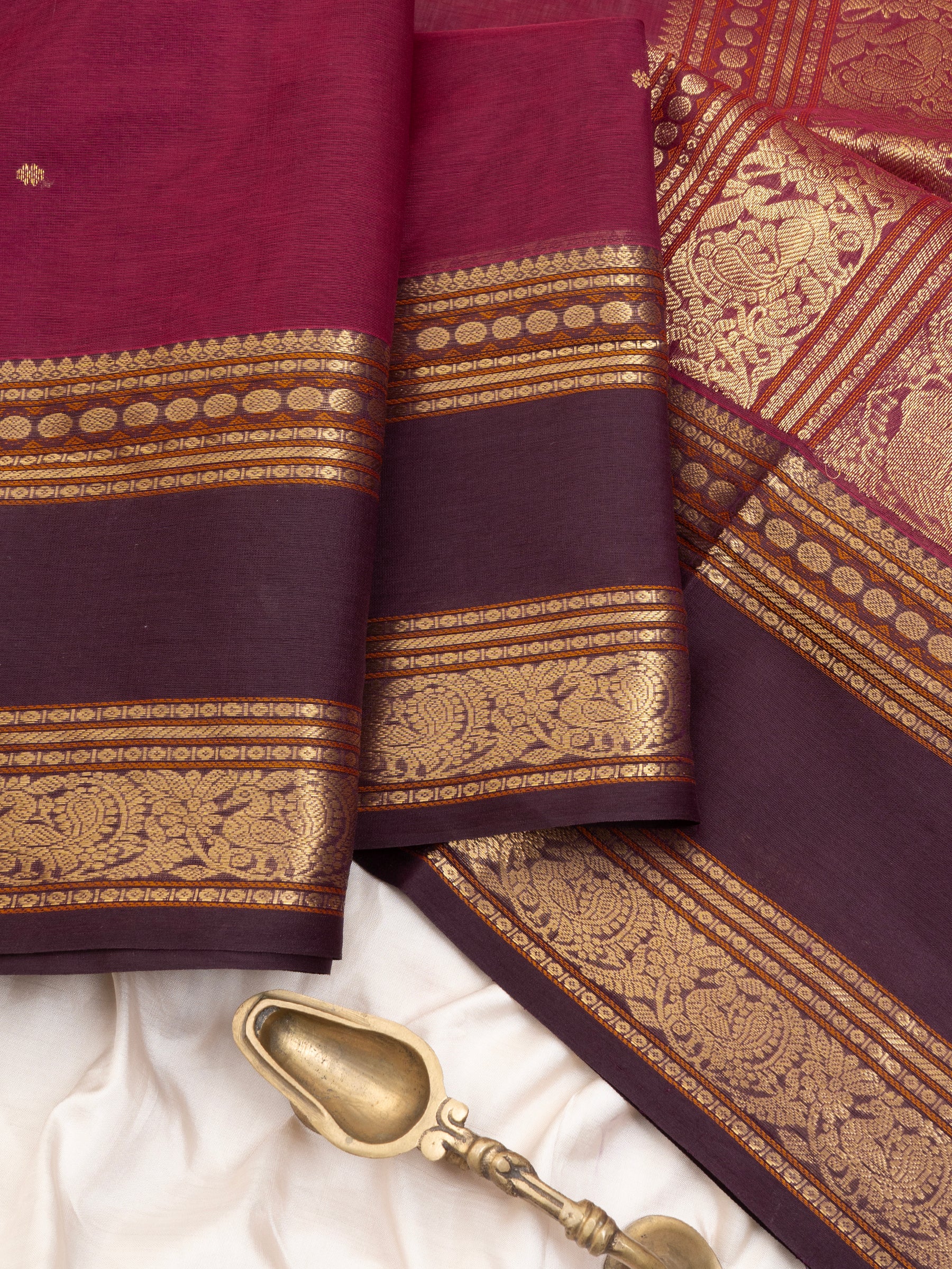Deep marron unique pallu / Silk Cotton Saree CLSA9584