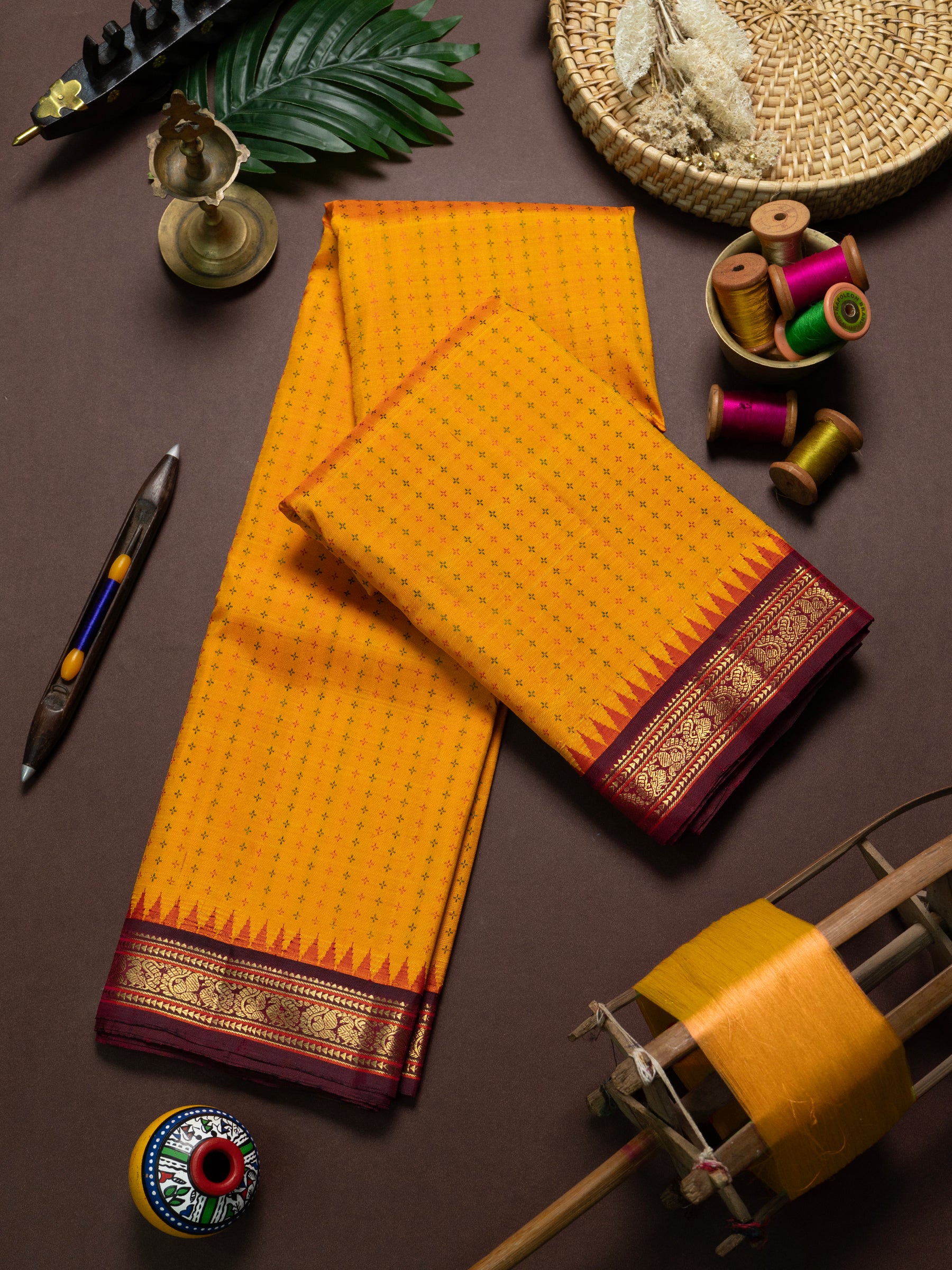 Yellow plus Butta Korvai Kanjipuram Silk Saree CLSA9638