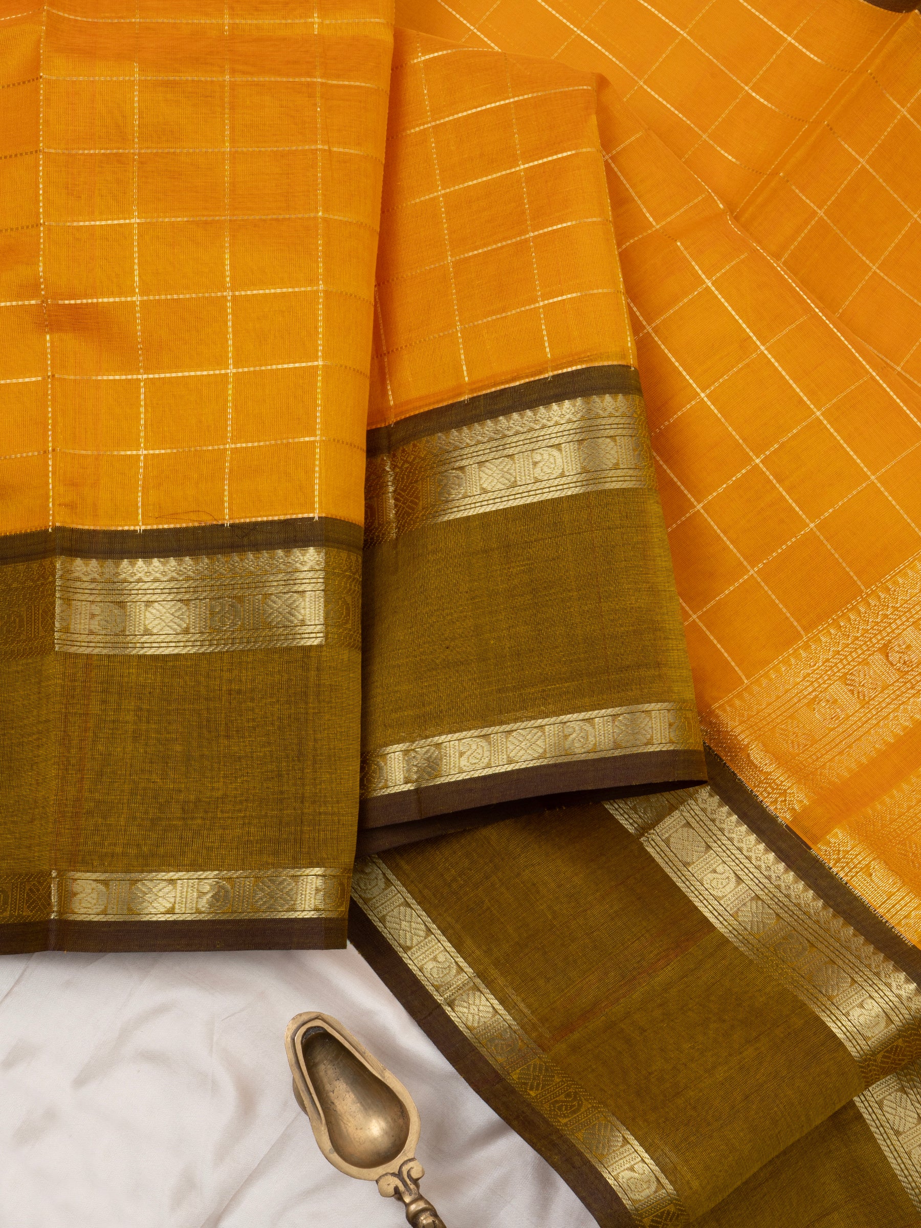 Mango yellow kattam / Silk Cotton Saree CLSA9682
