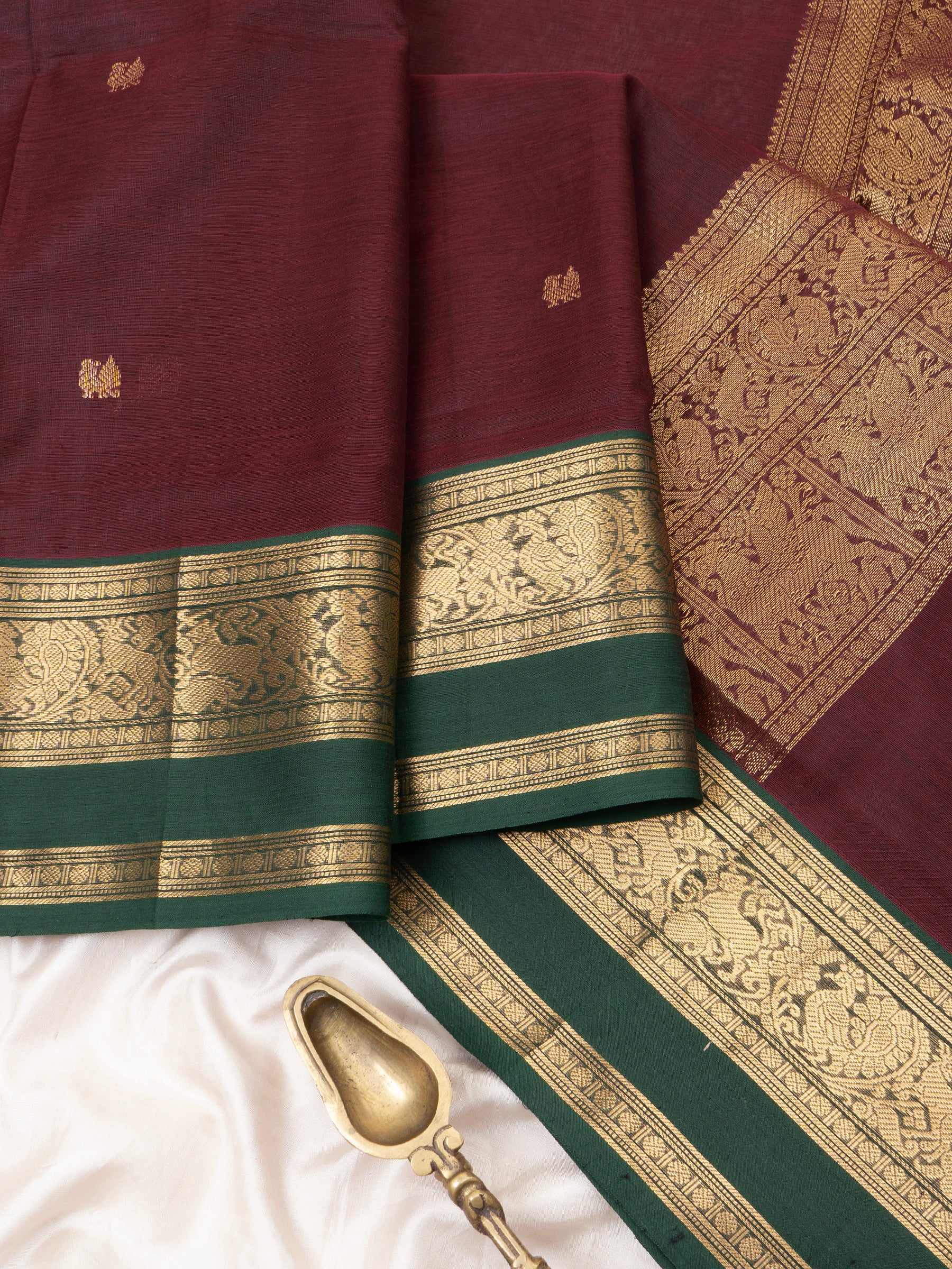 Deep merroj theer pallu / Silk Cotton Saree CLSA9698