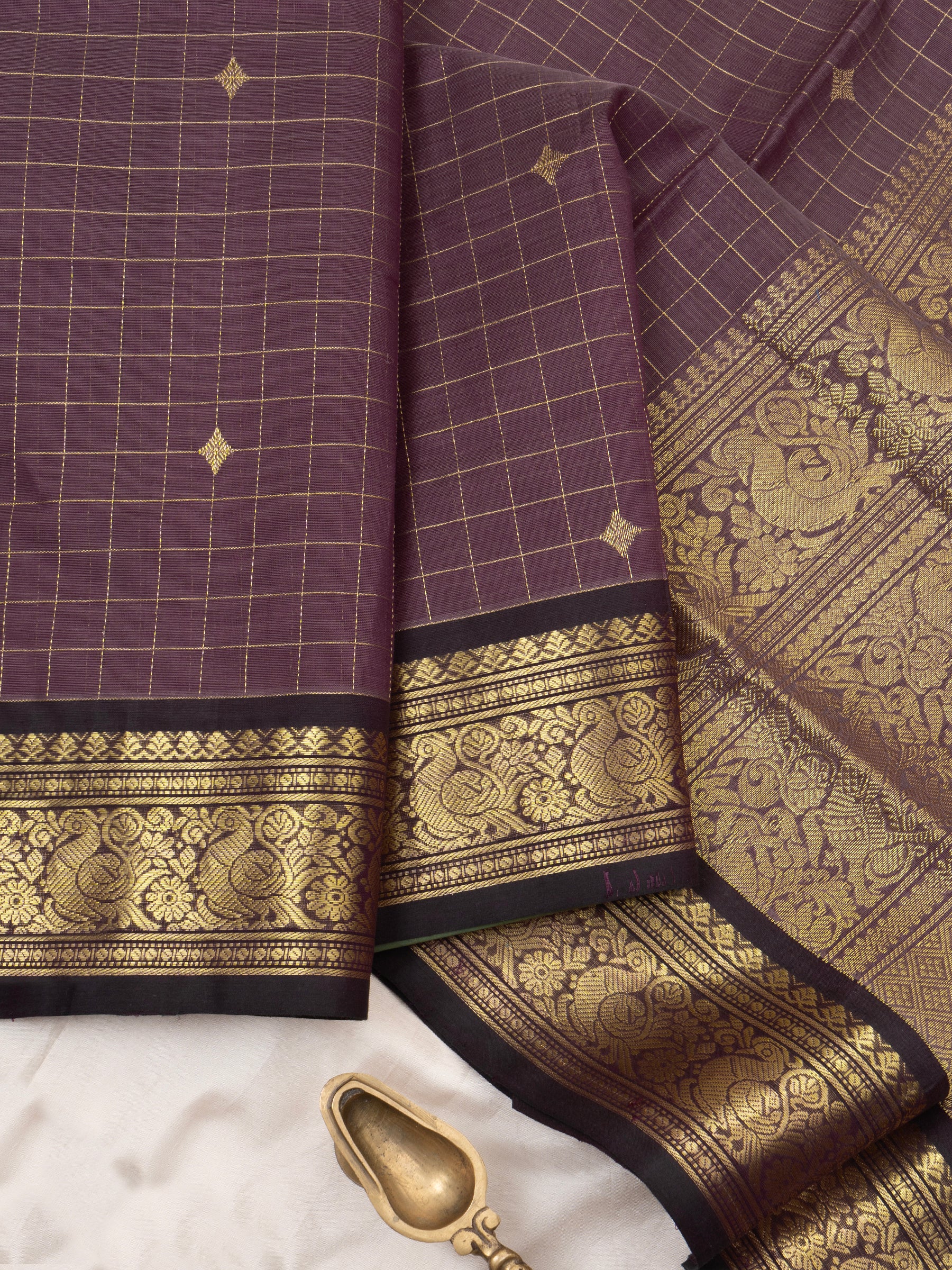Deep mauve kattam star butta / Silk Cotton Saree CLSA9722