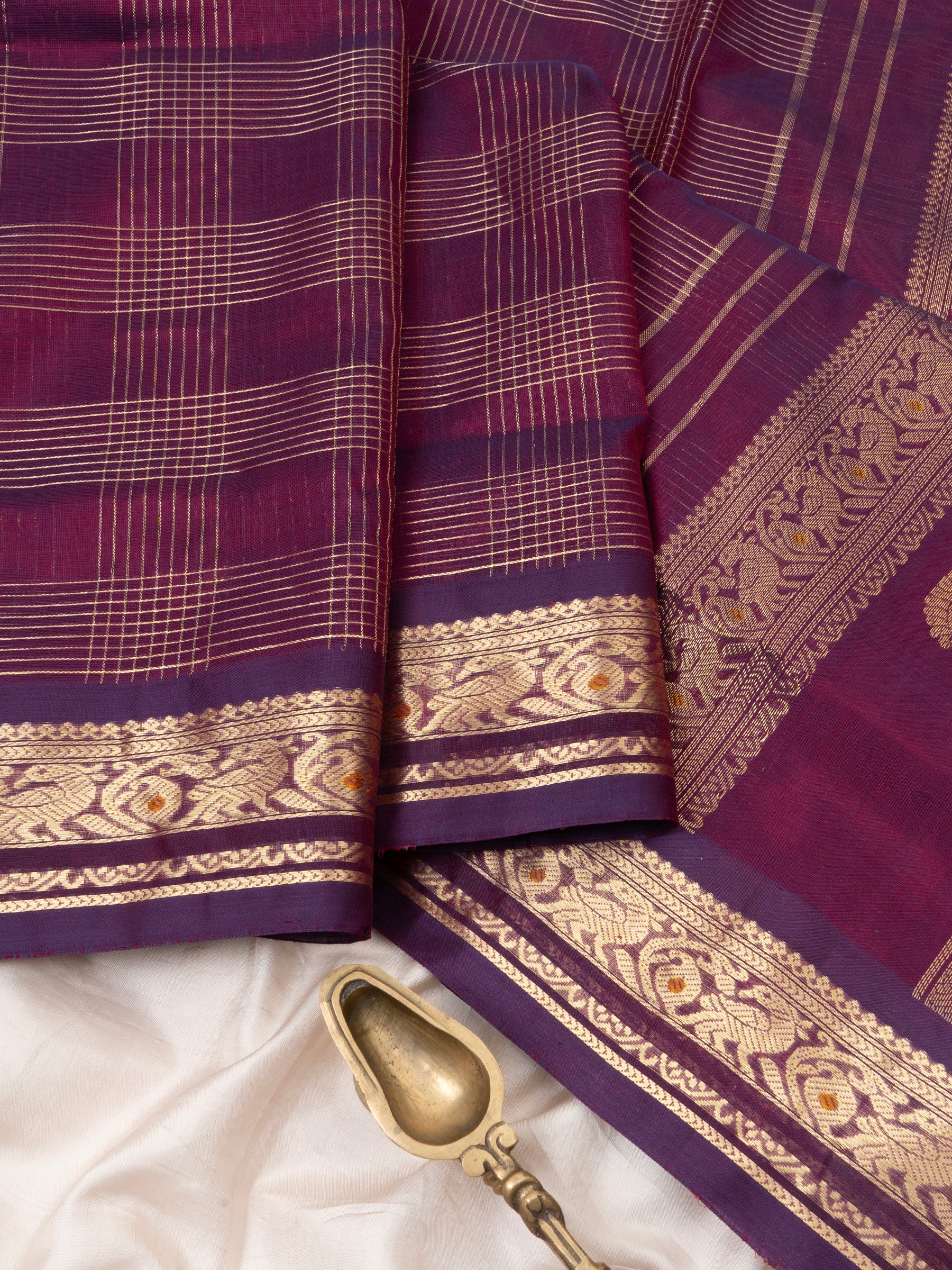 Deep purple vintage kattam / Silk Cotton Saree CLSA9741