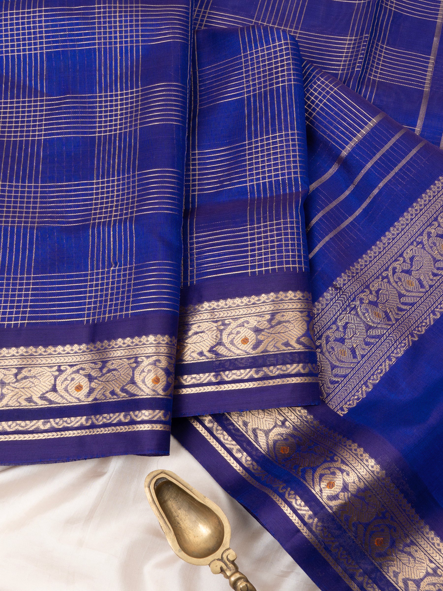 Ms blue vintage kattam / Premium Silk Cotton Saree CLSA9740