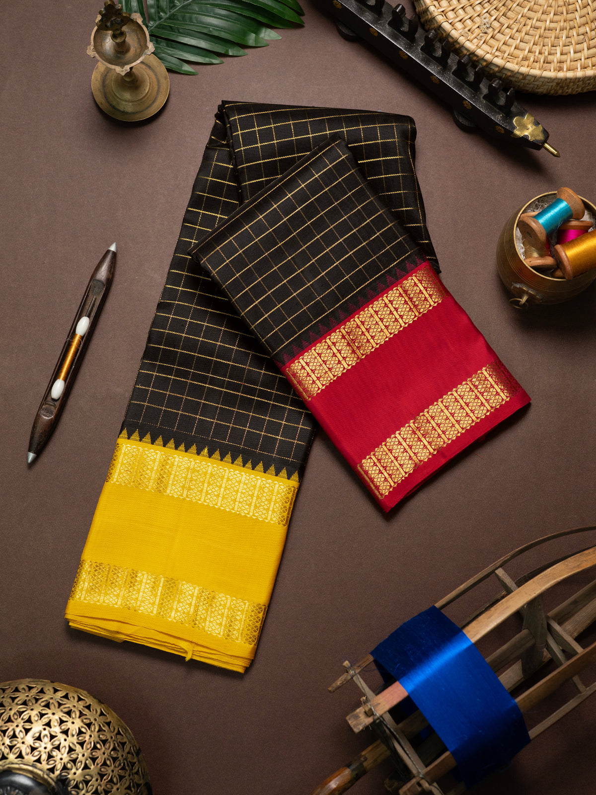 Vintage table Palla Korvai  / Kanjipuram Silk Saree CLSA11600