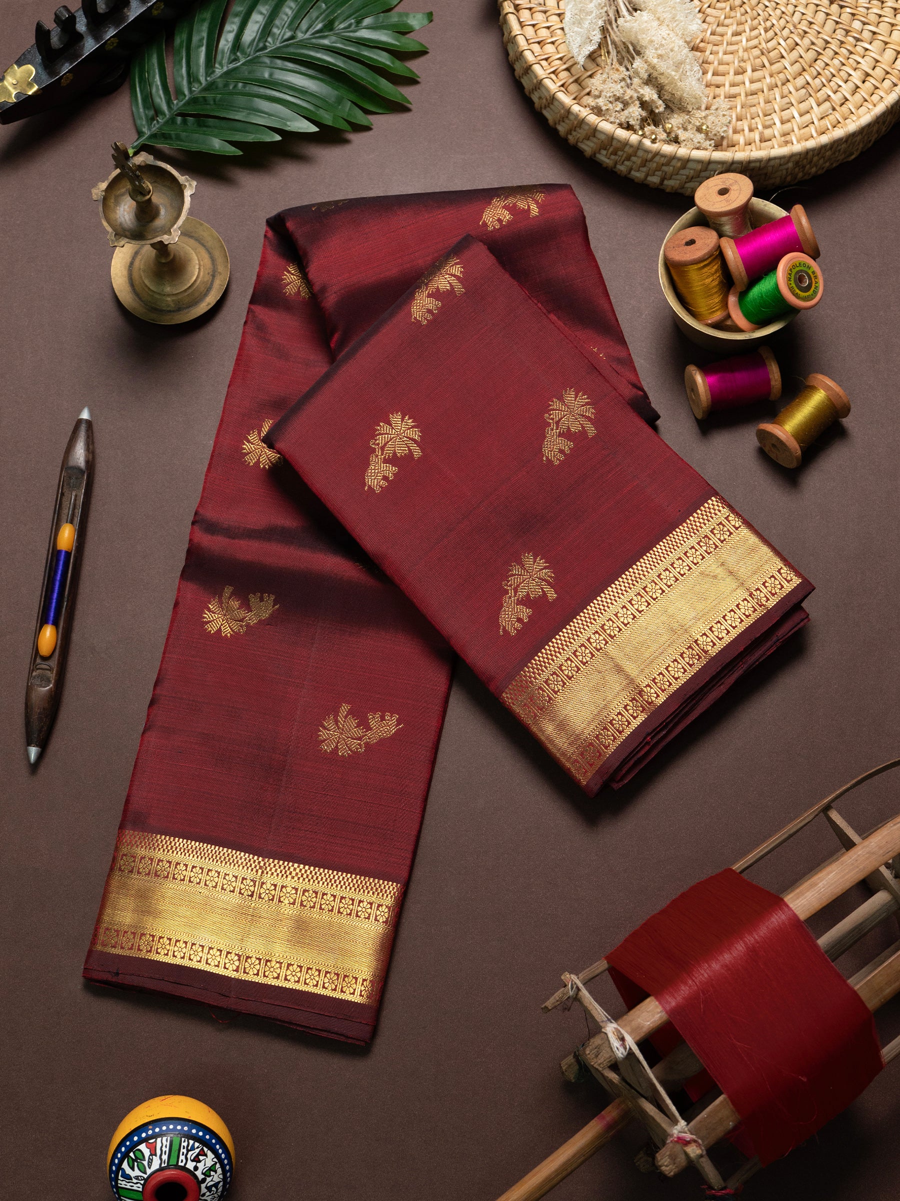 Podi colour yaanai Butta Kanjipuram Silk Saree CLSA
