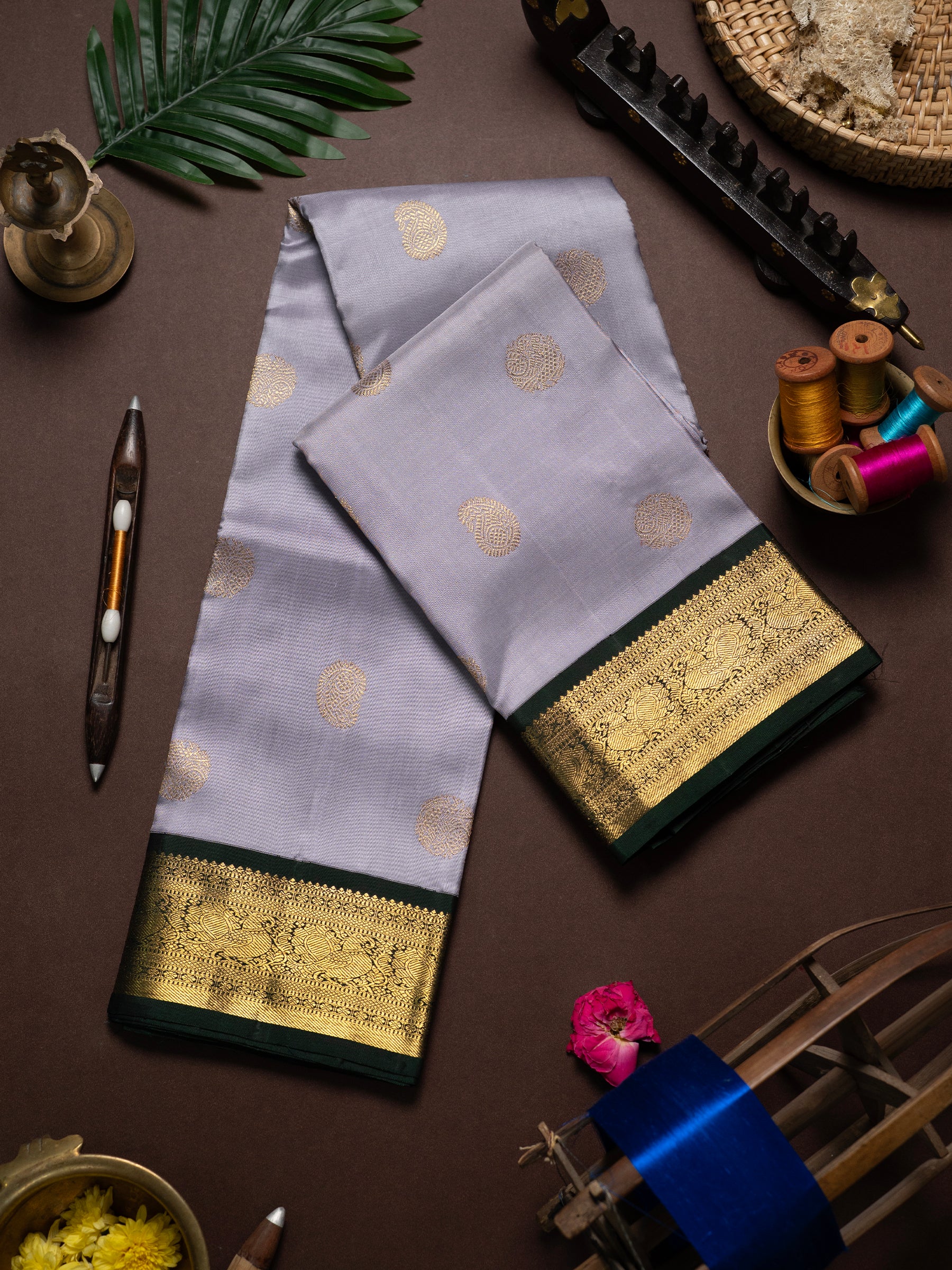 Lavender Kai Korvai Kanjipuram Silk Saree CLSA5906
