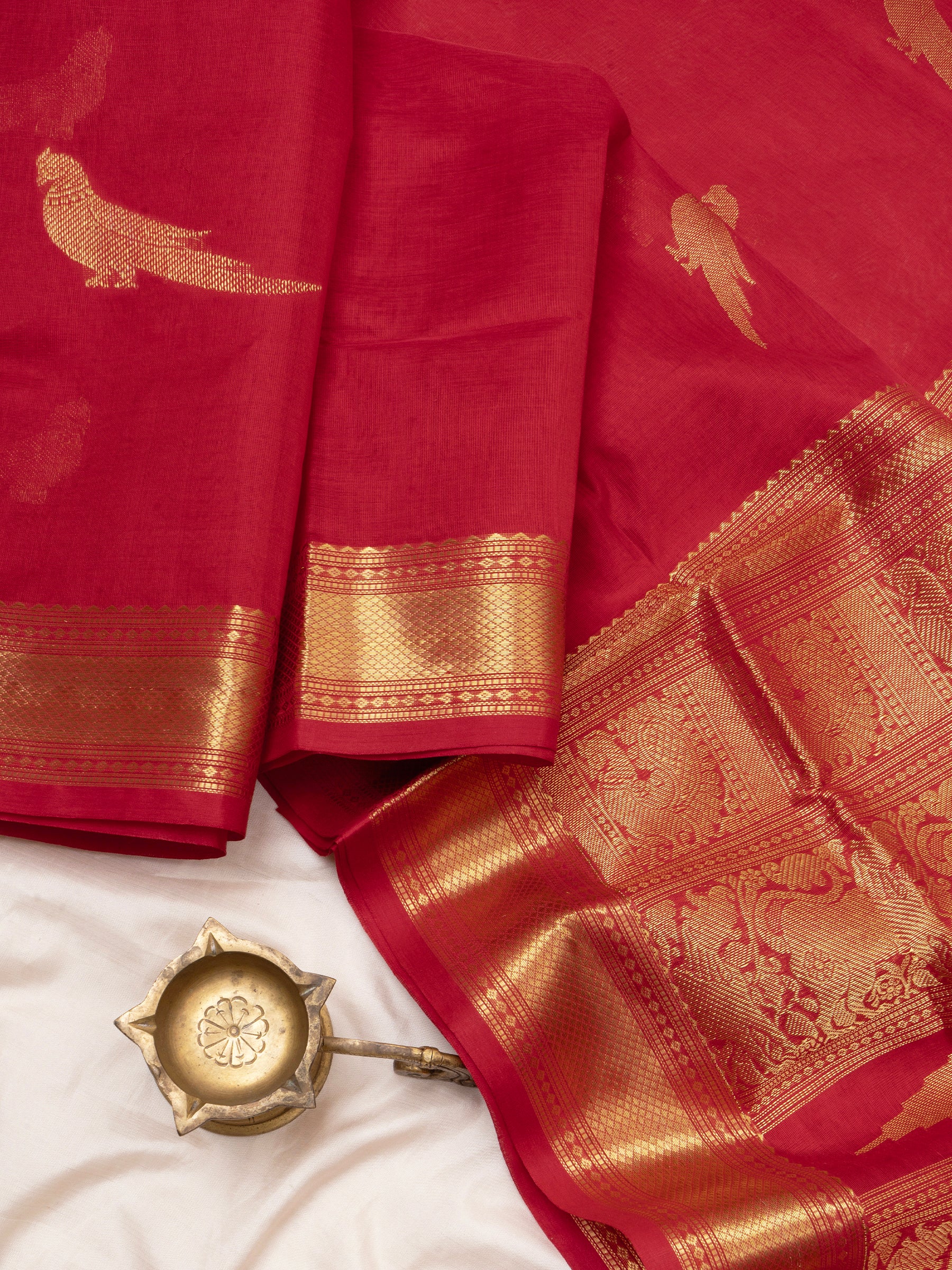 Red Kili butta Silk Cotton Saree CLSA6386