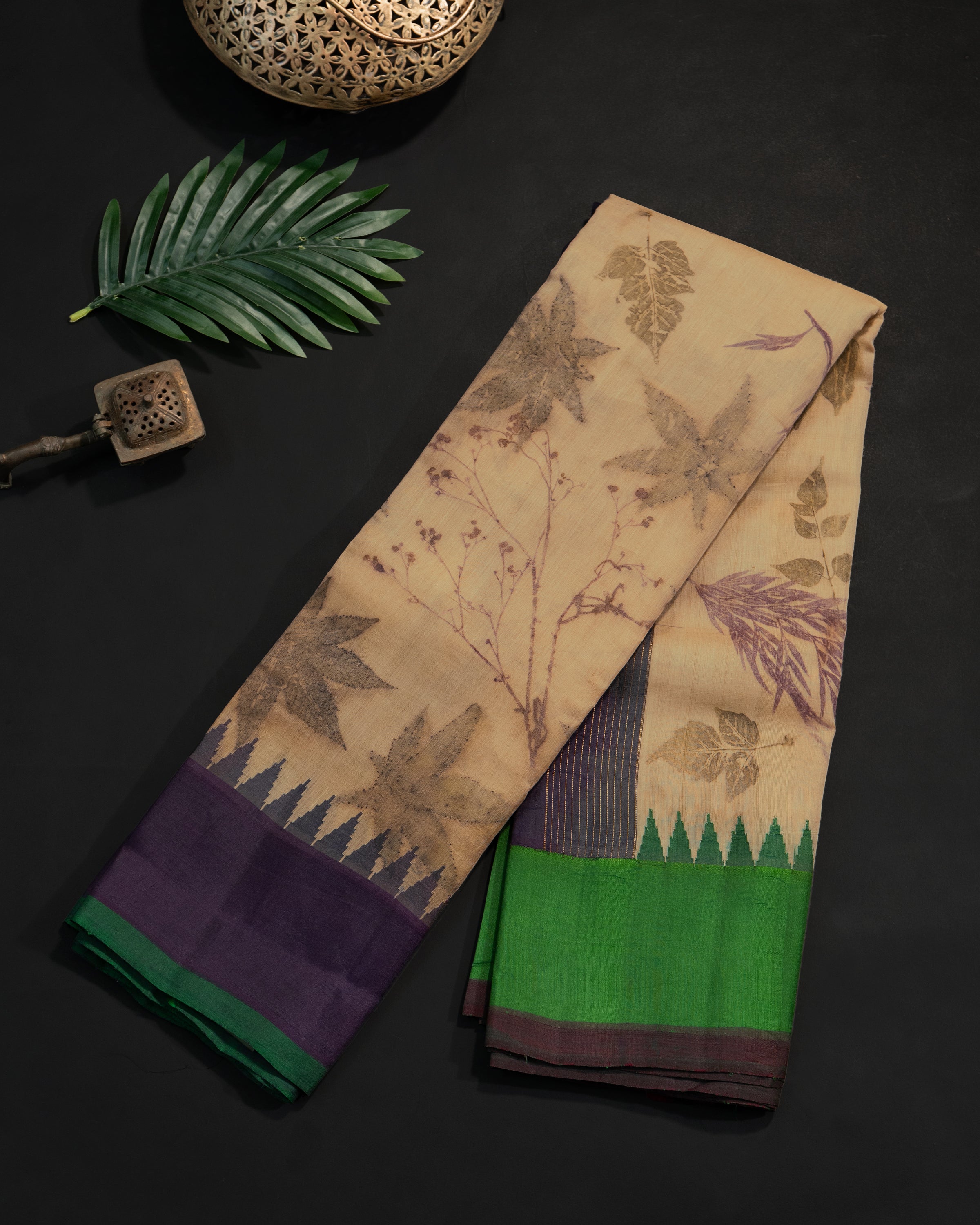 Eco Print Gadwal Silk Cotton saree CLSA7390