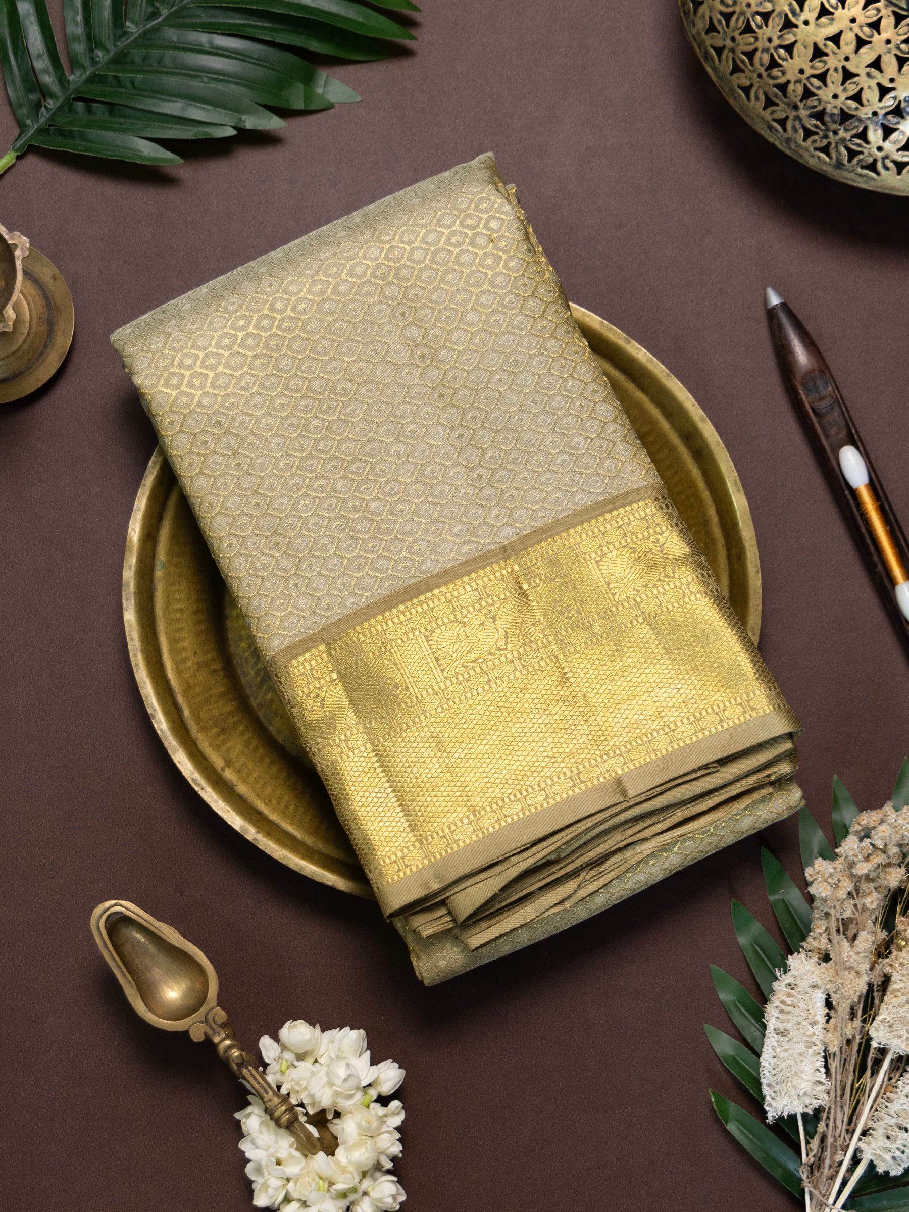 Honey comb brocade / Bridal Kanjipuram Silk Saree CLSA4204