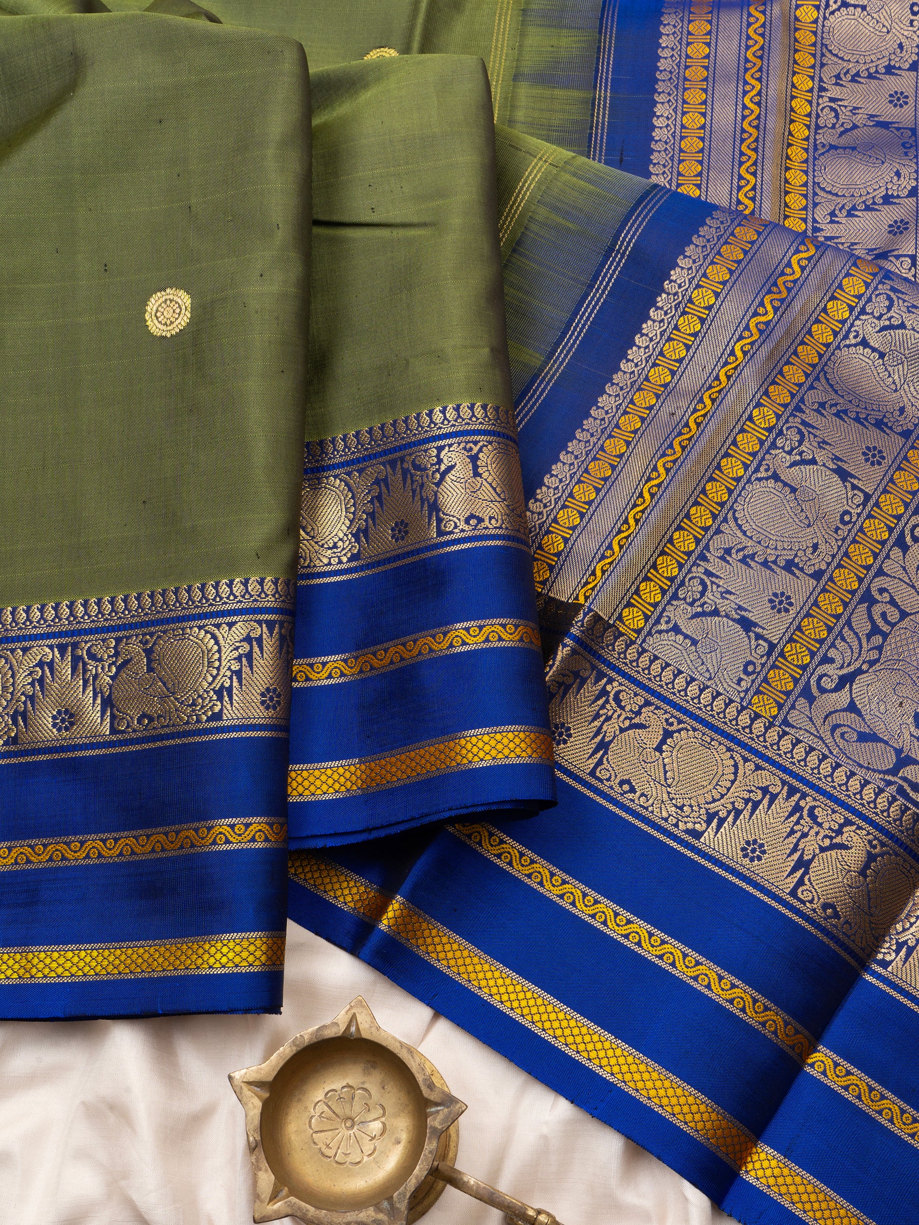 Mehandi green and blue / special edition kanjipuram silk CLSA2755
