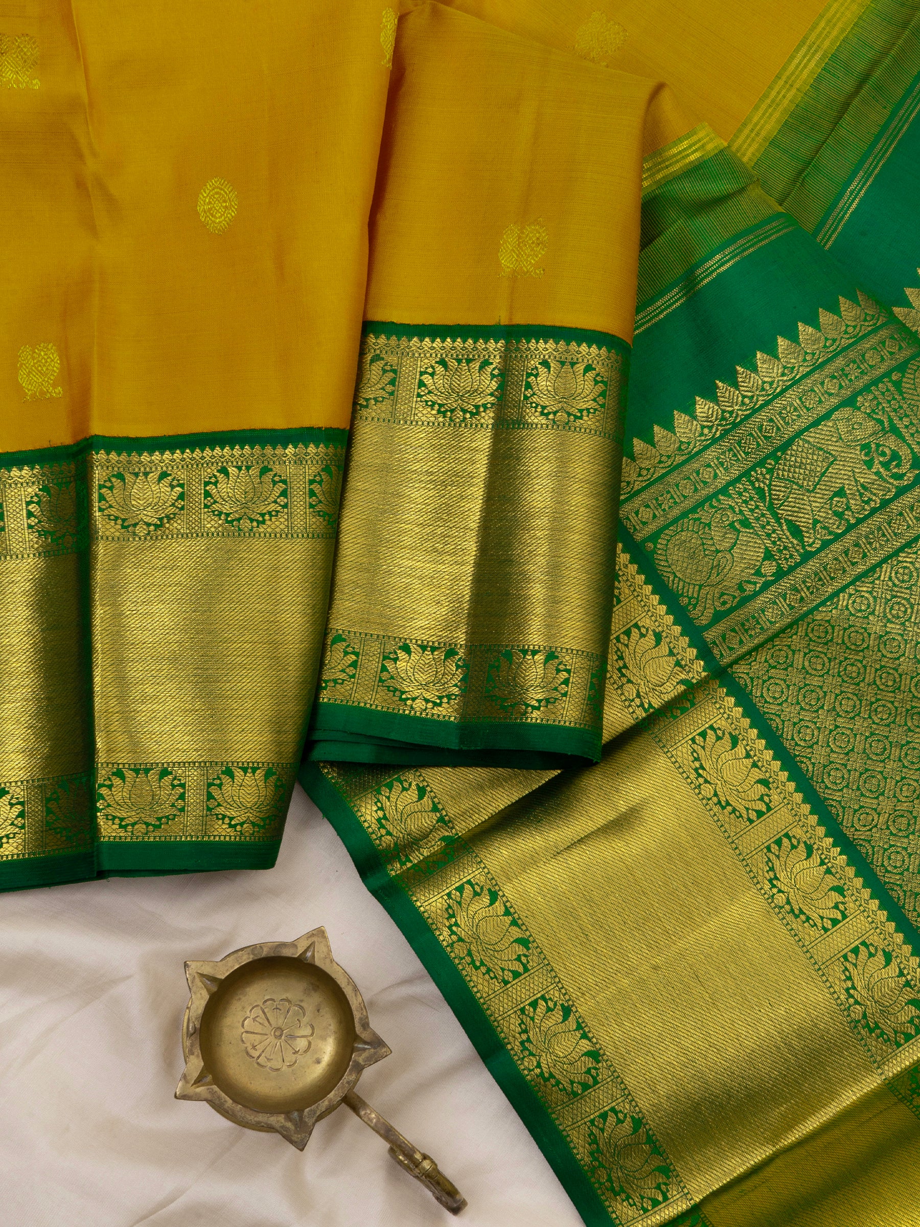 Mustard yellow Korvai : Arani Silk Saree CLSA6697