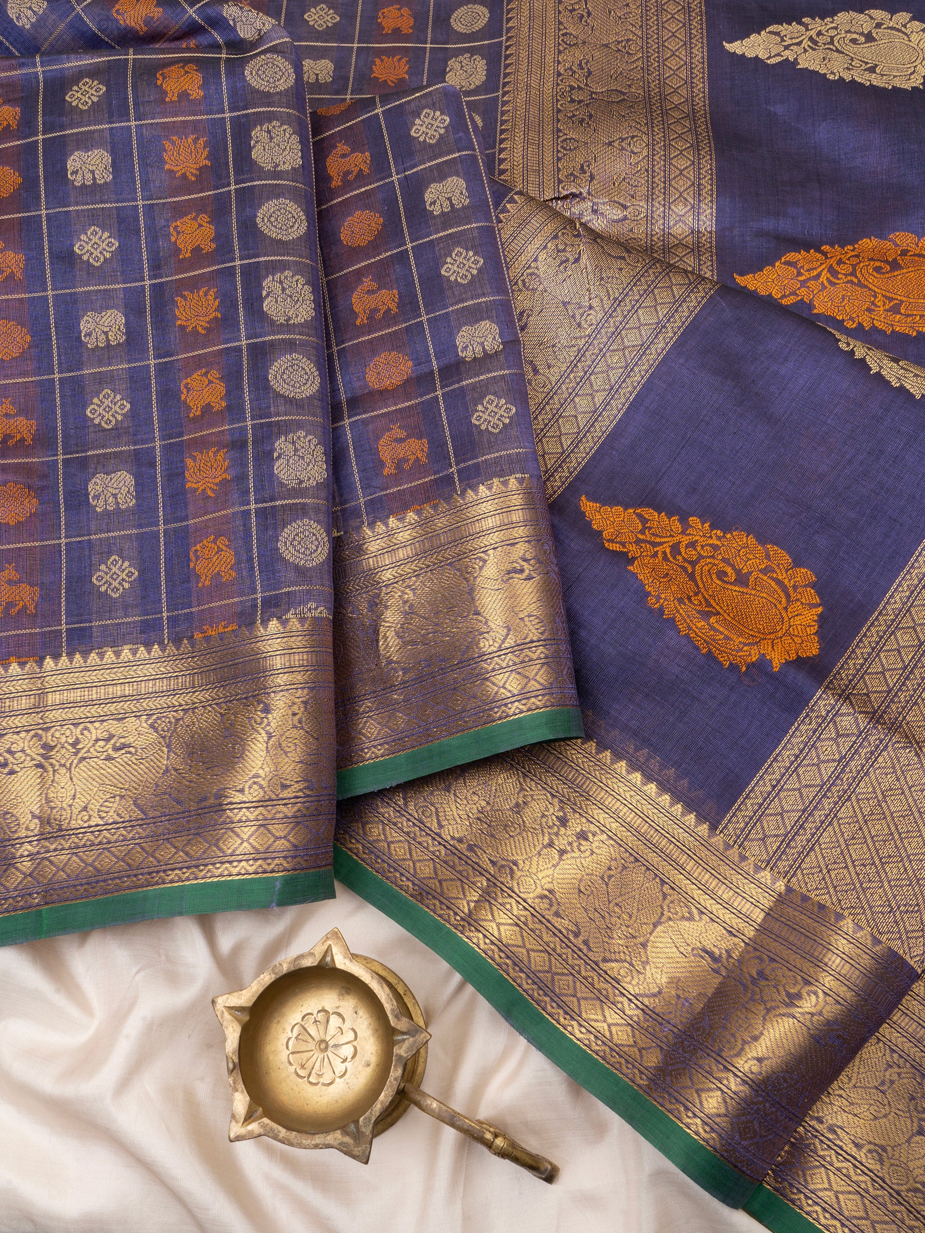 Lavender kattam multi butta / Silk Cotton Saree CLSA6649