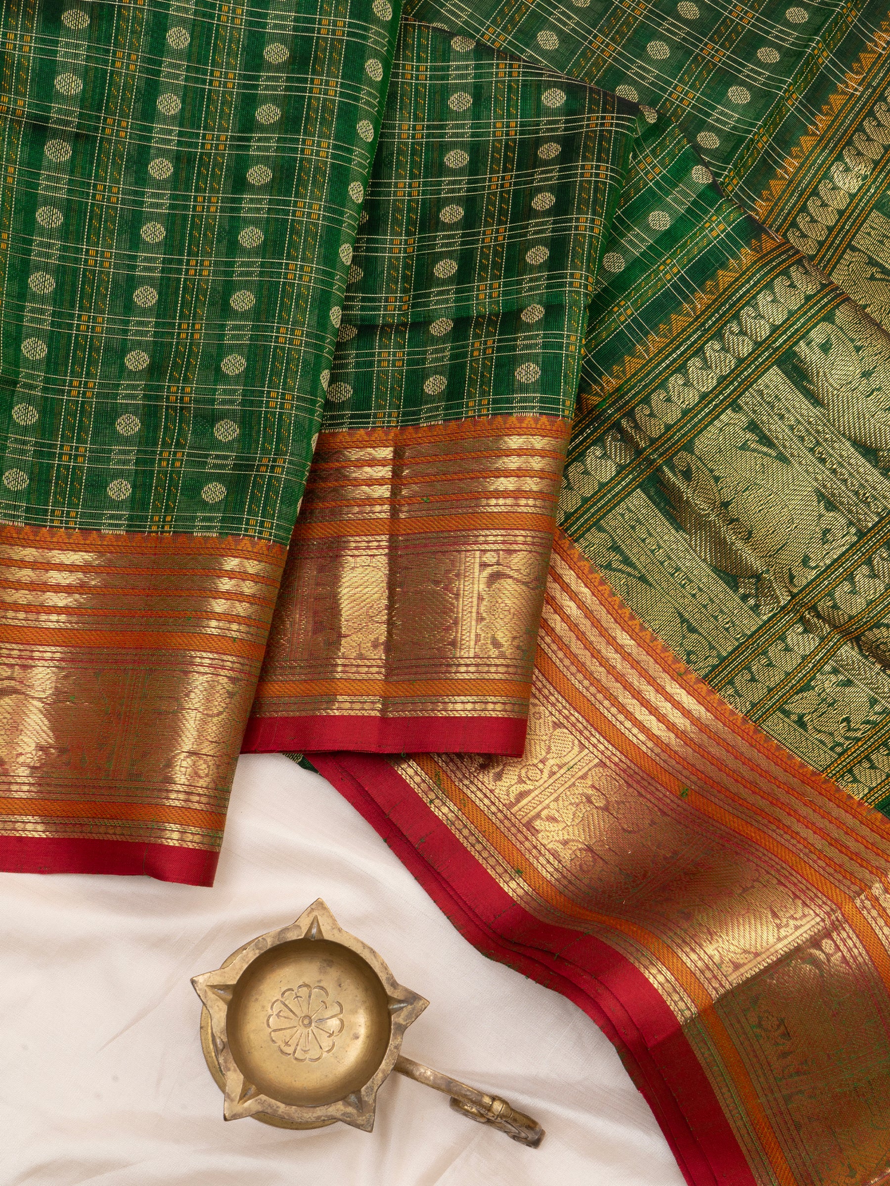 Green vintage kattam / Silk Cotton Saree CLSA6641