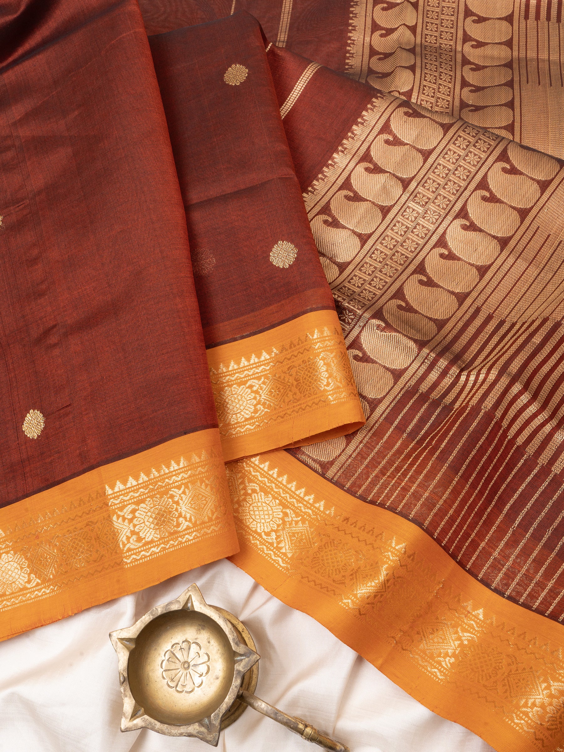 Rust and orange / Silk Cotton