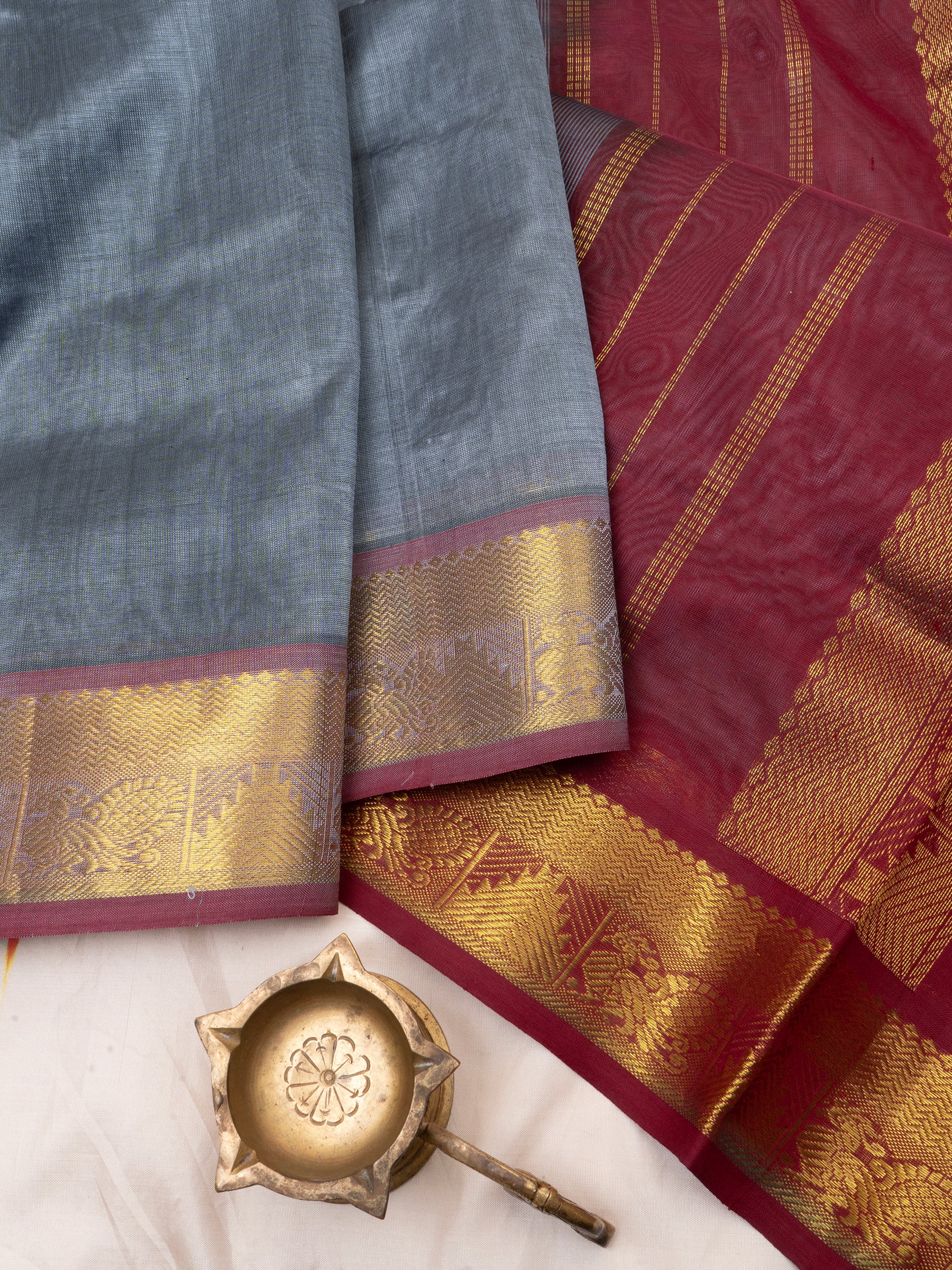 Grey and araku / Silk Cotton Saree CLSA6037