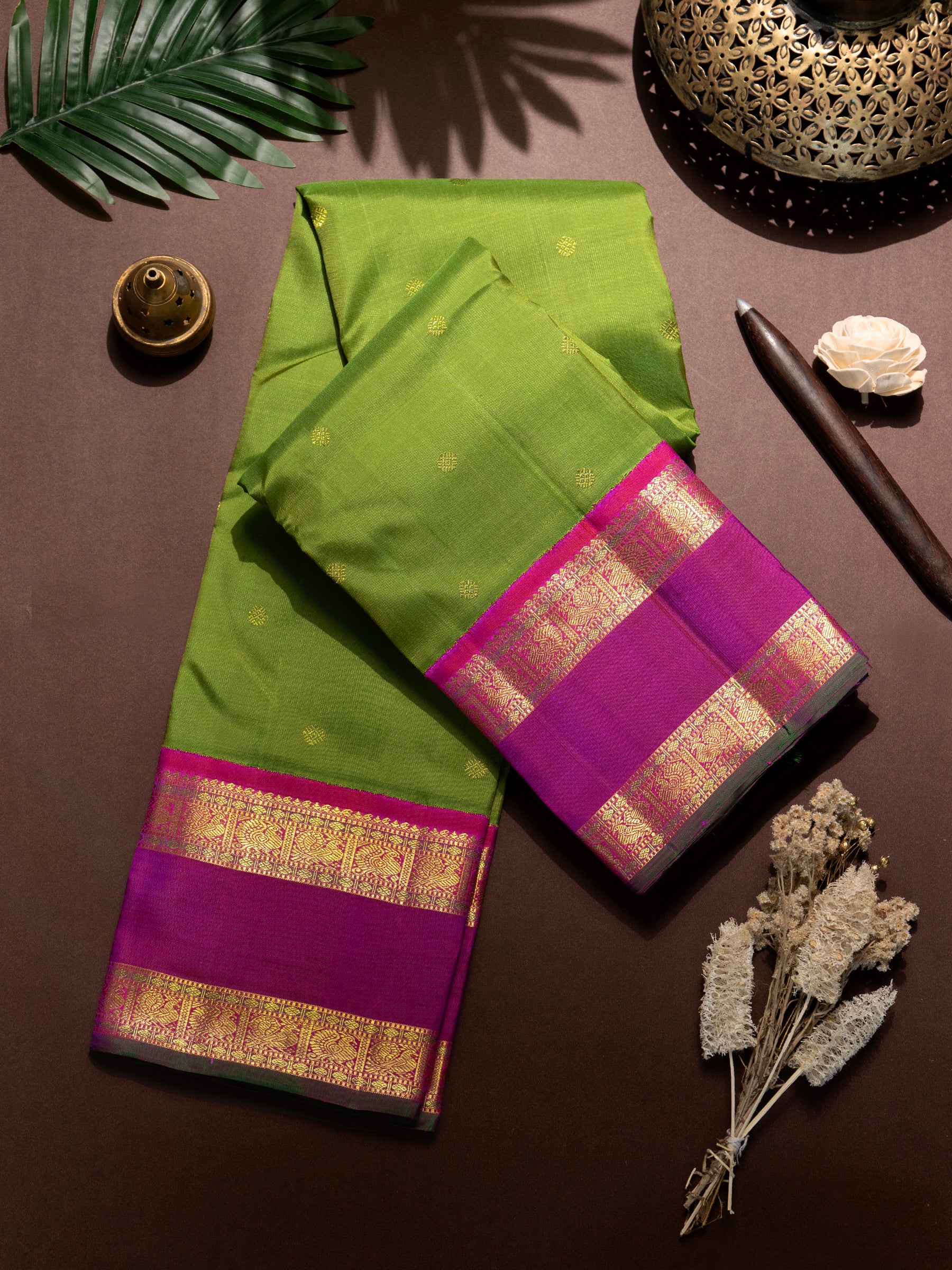 Parrot green retta pet / Kanjivaram Saree CLSA8060
