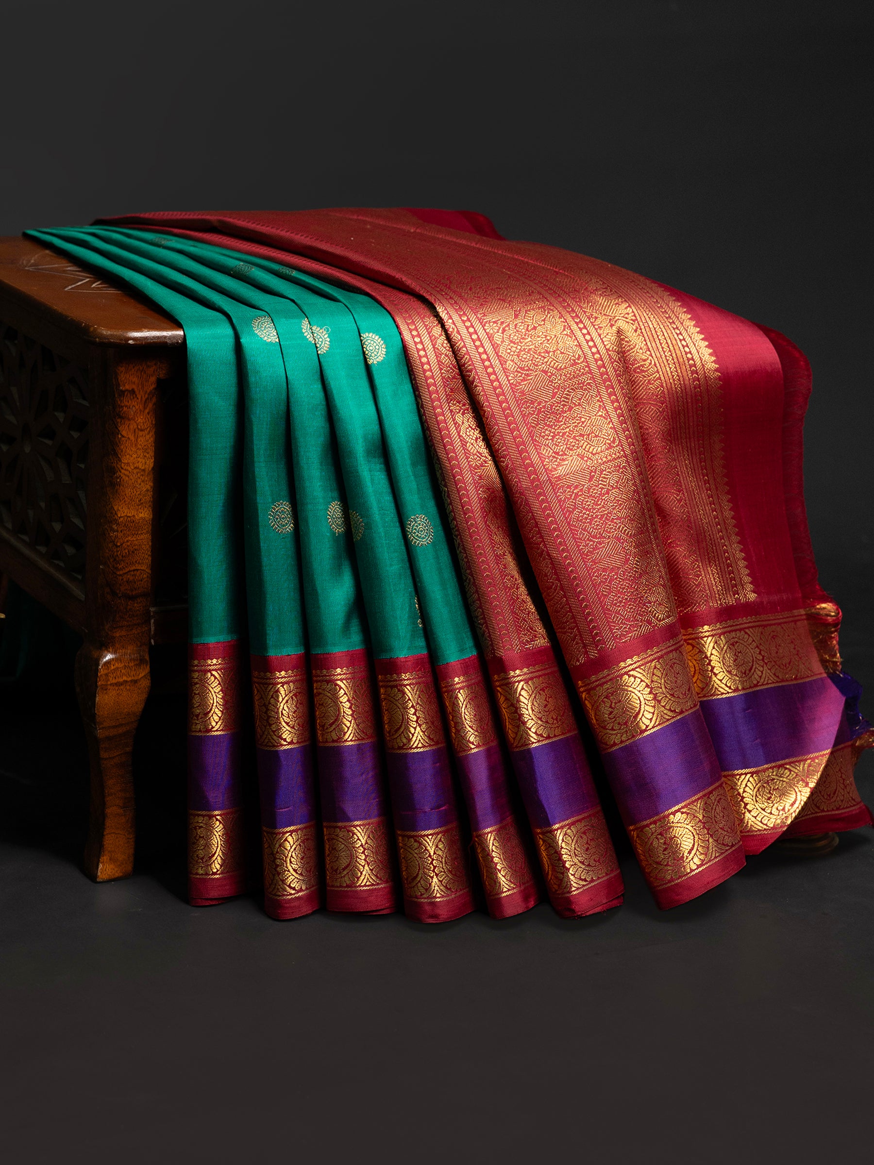 Rama green with Retta pet Korvai / Kanjipuram Silk Saree CLSA8183