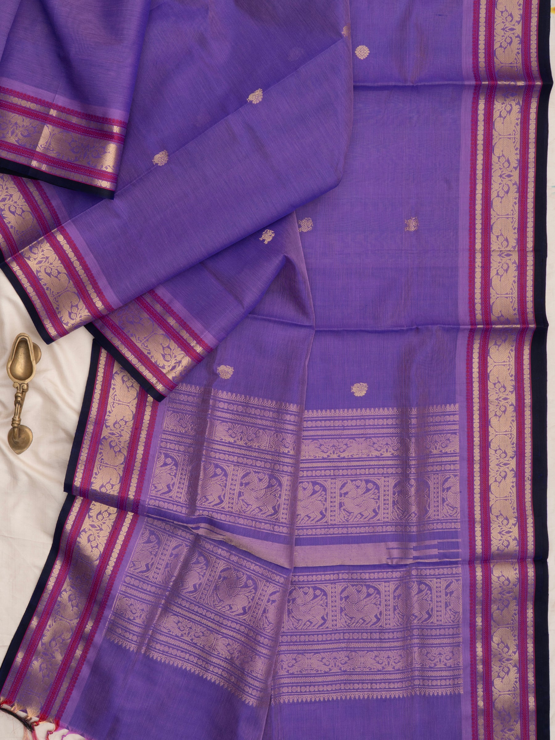 Lavender annam and yazhi butta / Silk Cotton Saree CLSA10197