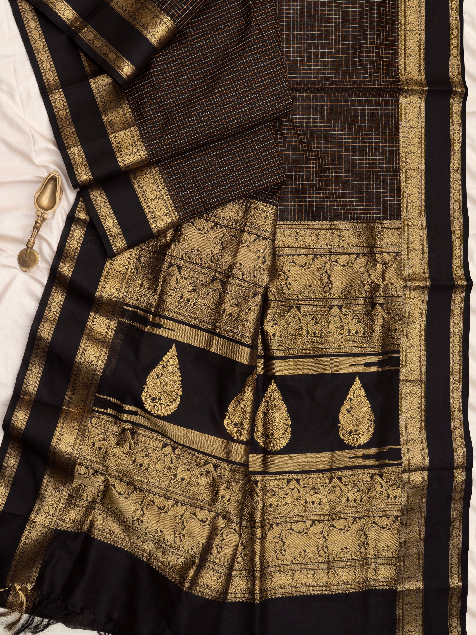Black kattam rettapet border/ Silk Cotton Saree CLSA10218