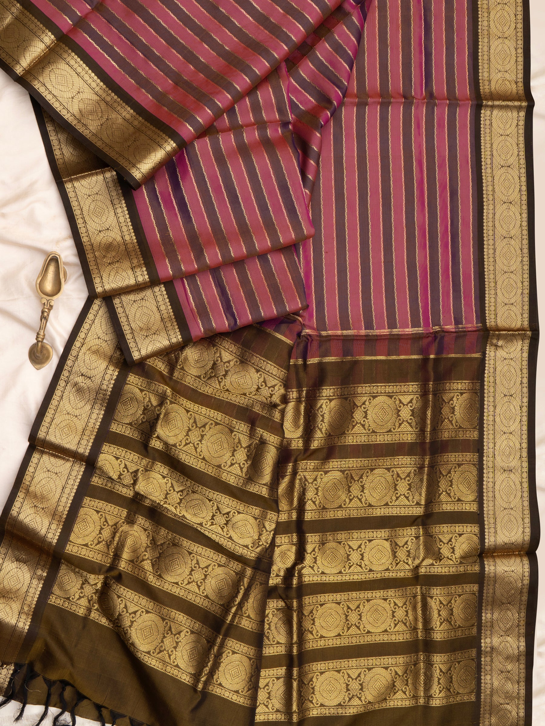 Dusky pink and brown veldhari / Silk Cotton CLSA10296