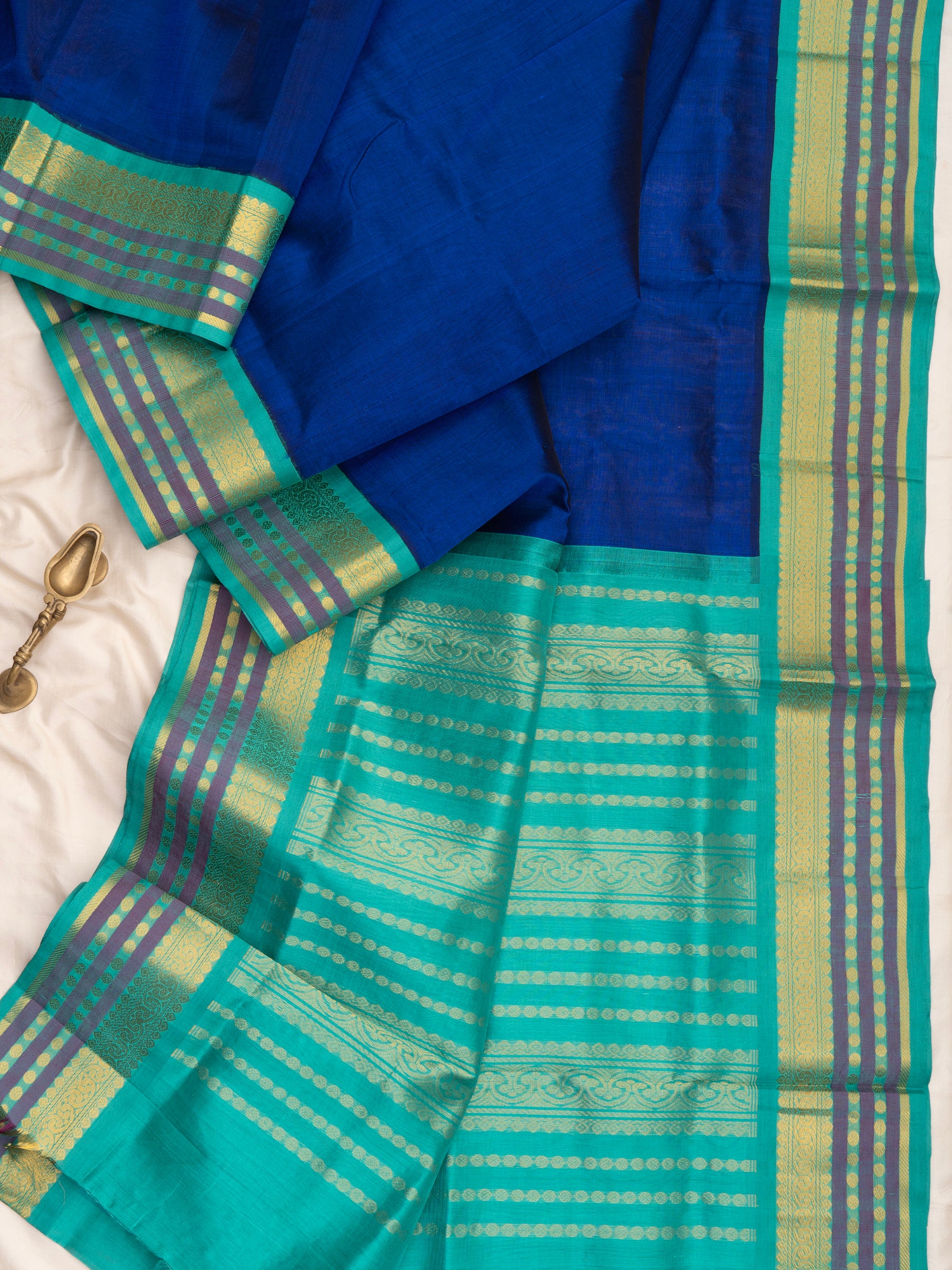 Royal blue and turquoise blue / Silk Cotton CLSA10424