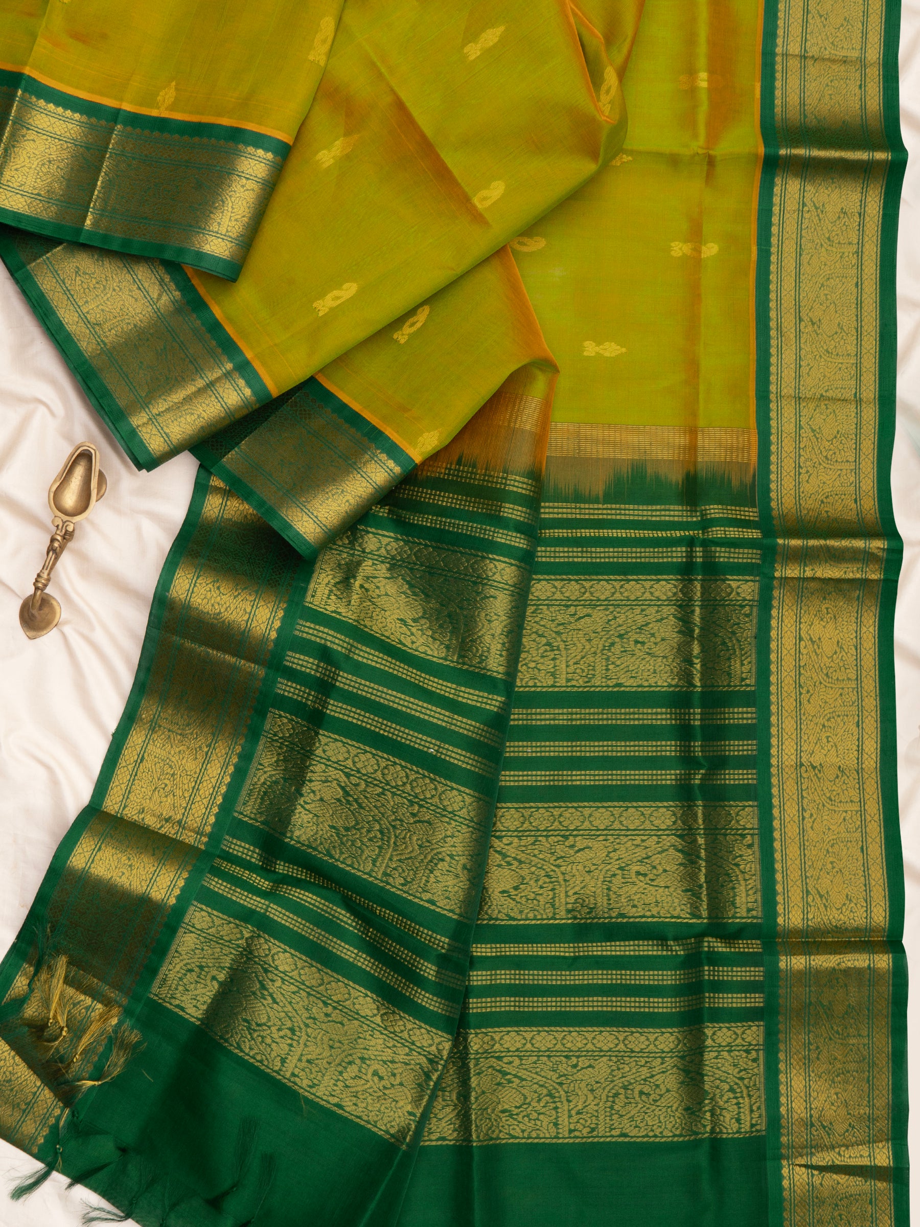 Olive green and dark green /Silk Cotton CLSA10432