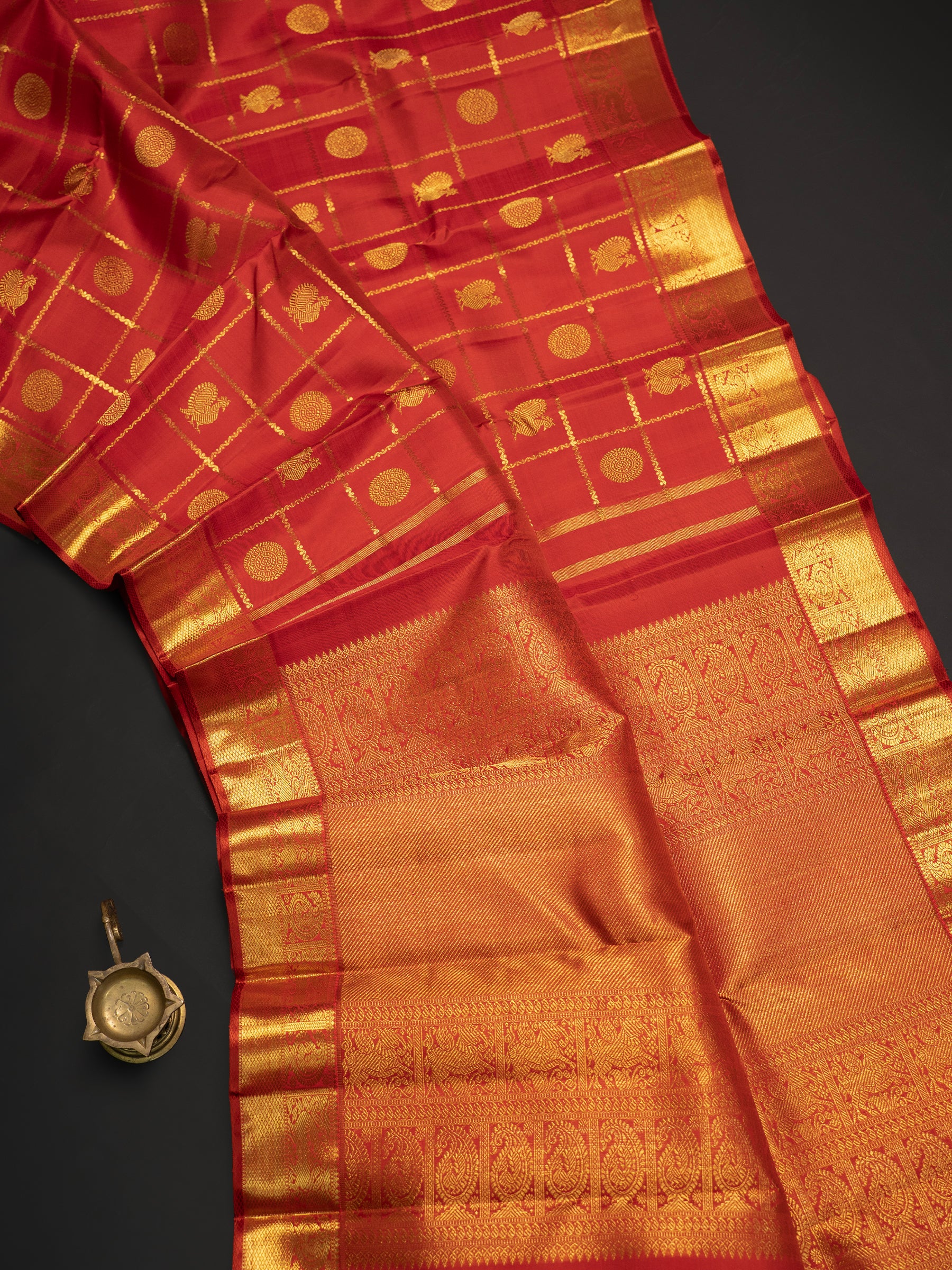 Rust kattam butta Kanjipuram Silk Saree CLSA10825