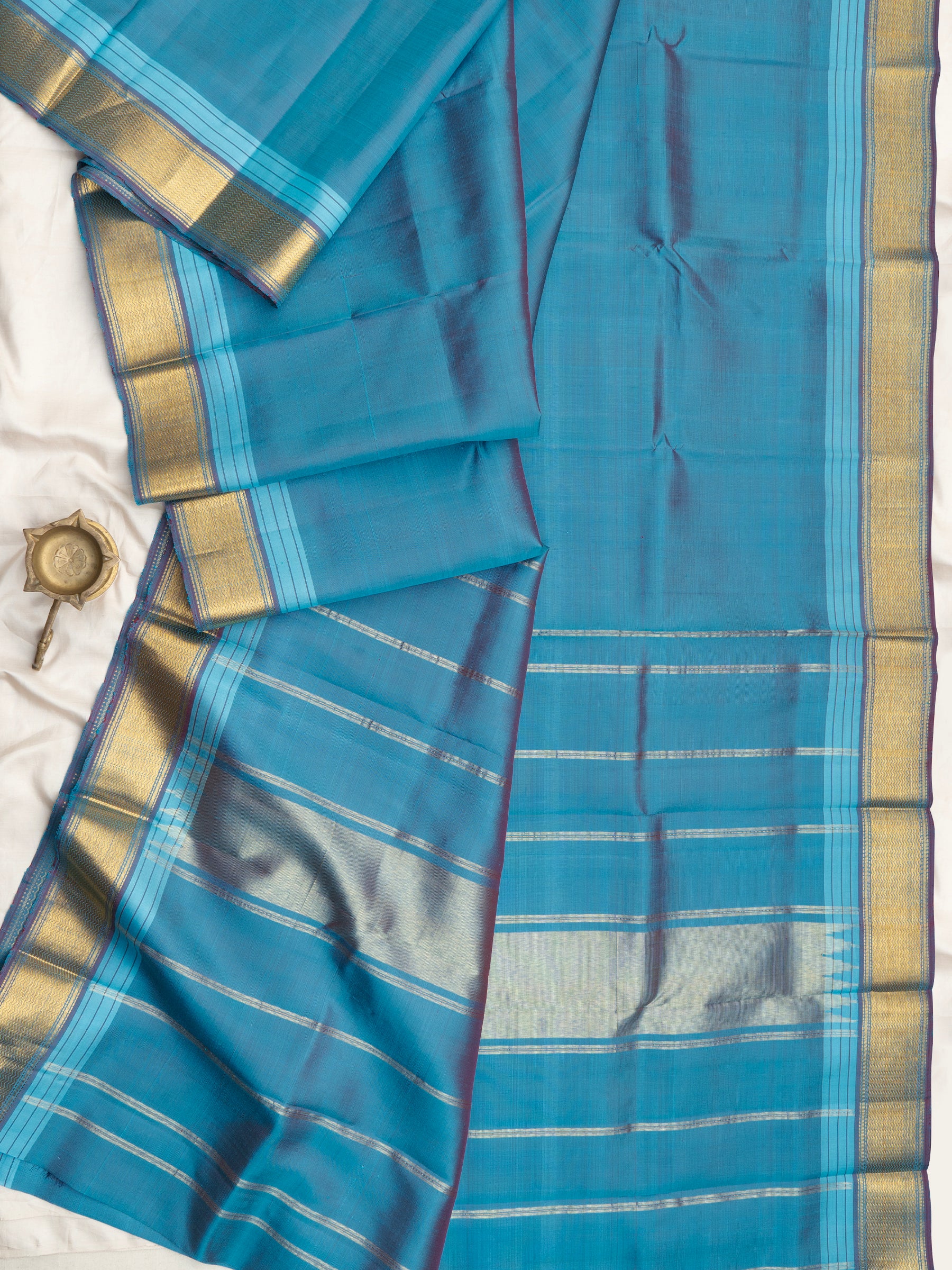 Teal blue benaras border / Arani Silk Saree CLSA10833