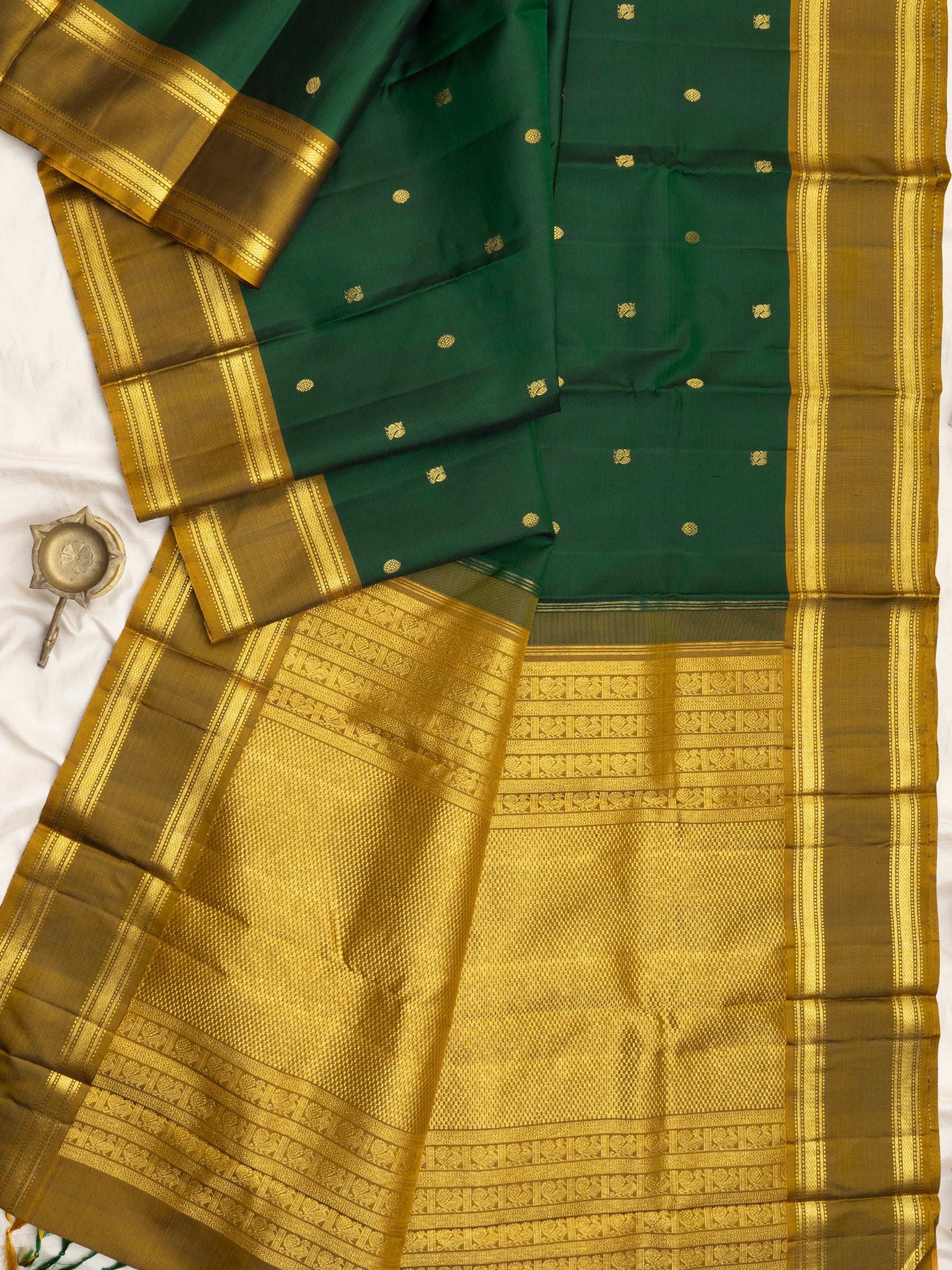 Green and mustard rettapet border/Arani Silk Saree CLSA10840
