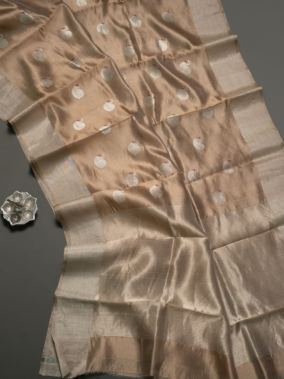 Pastel beige swan meenakari butta/ Chanderi silk Saree CLSA10875
