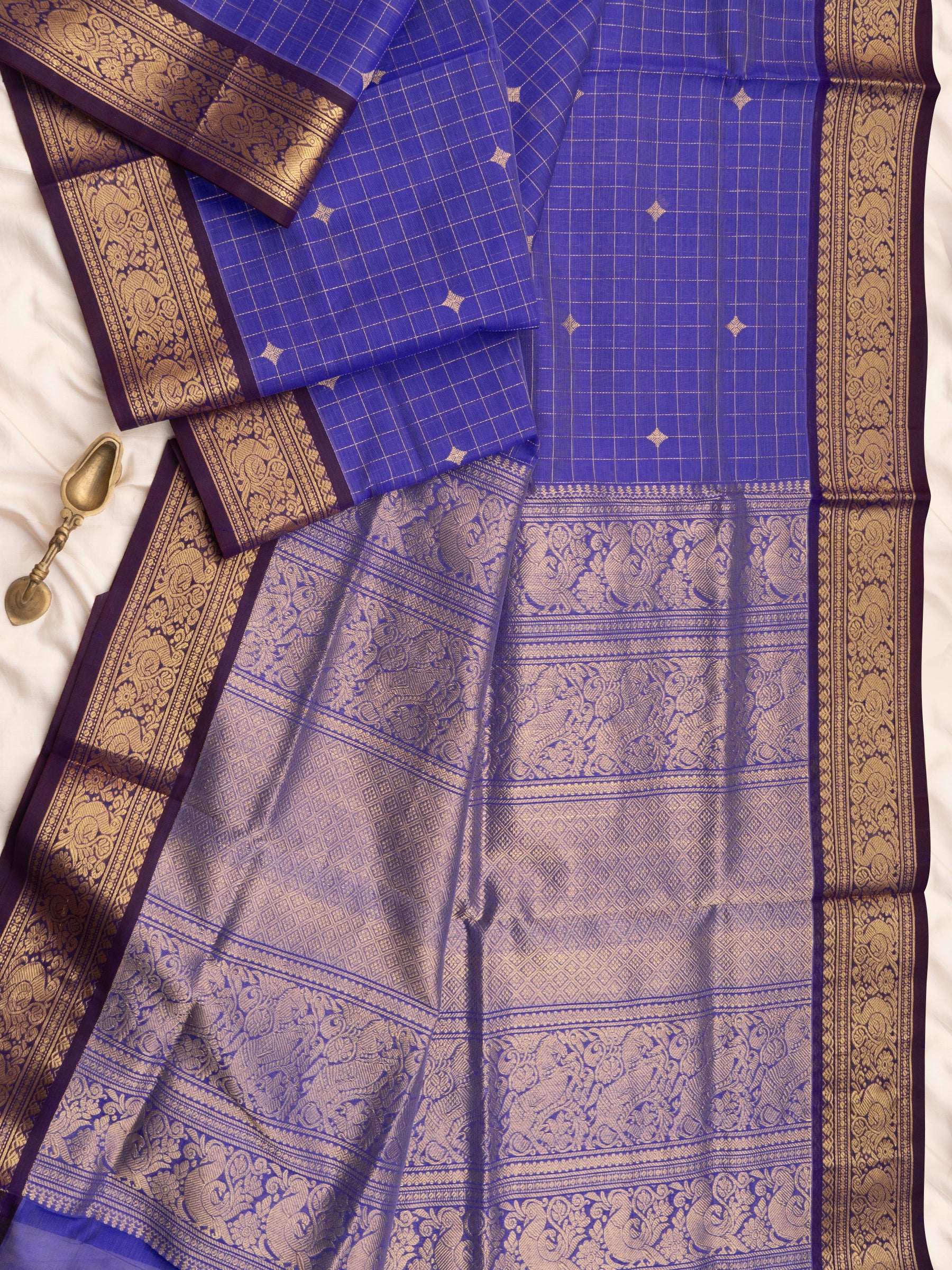 December poo color and brown unusual korvai / Silk Cotton Saree CLSA10896
