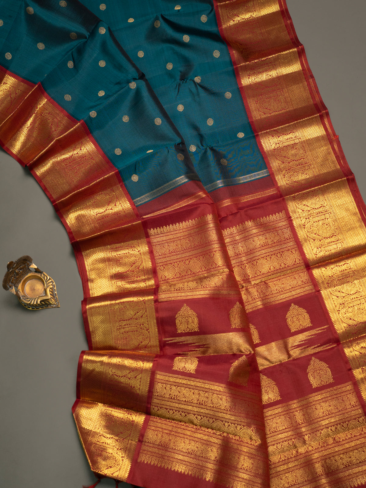 Rama green color Korvai /Kanjipuram Silk Saree CLSA11337