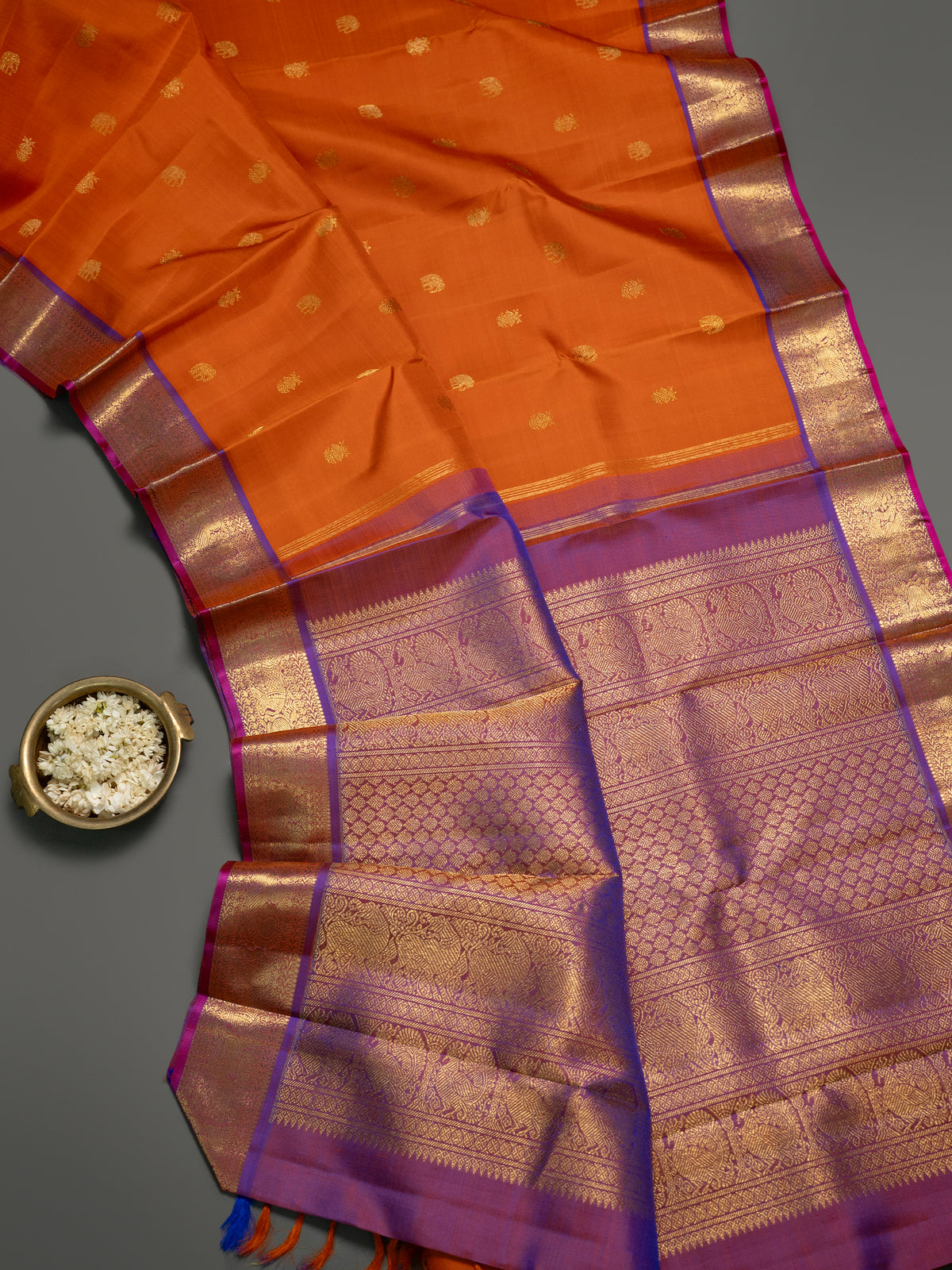 Orange with pure Zari /Kanjipuram Silk Saree CLSA11763