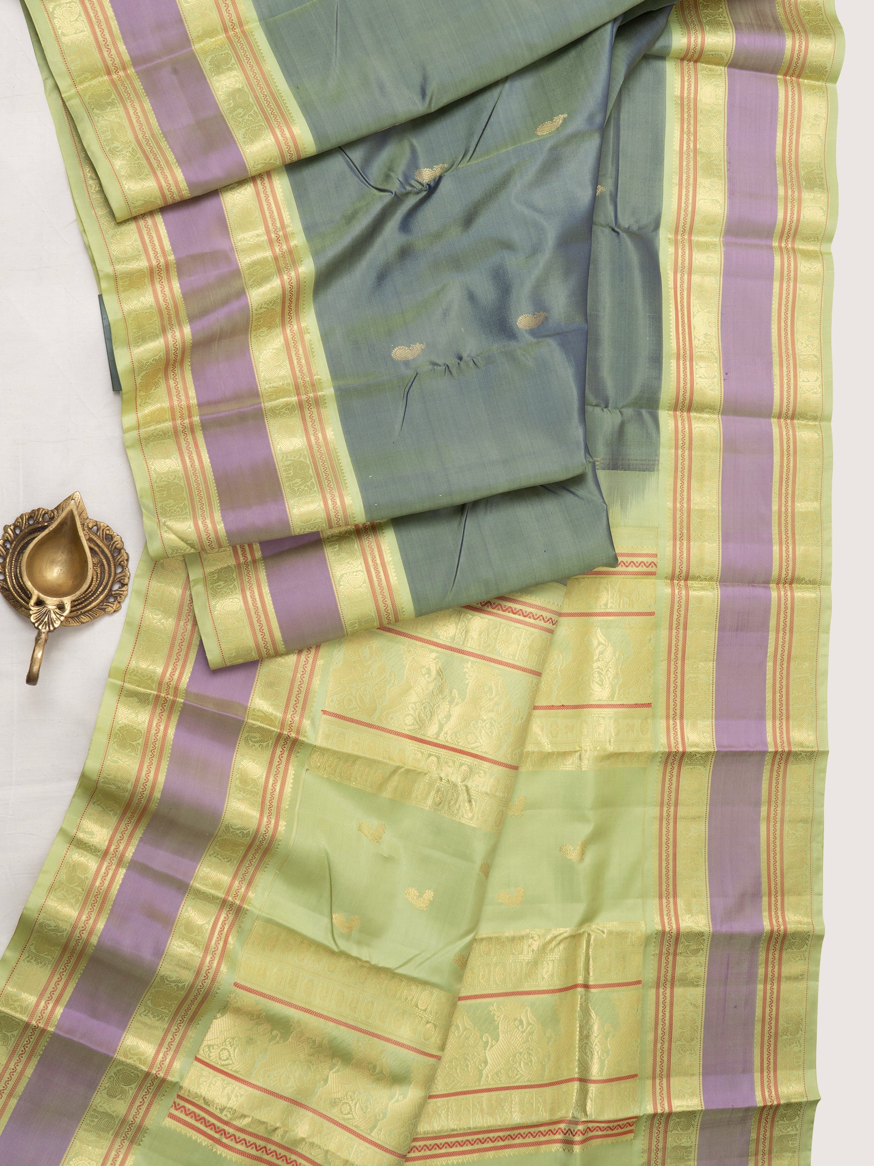 Grey shot lemon yellow /special edition kanjipuram silk CLSA