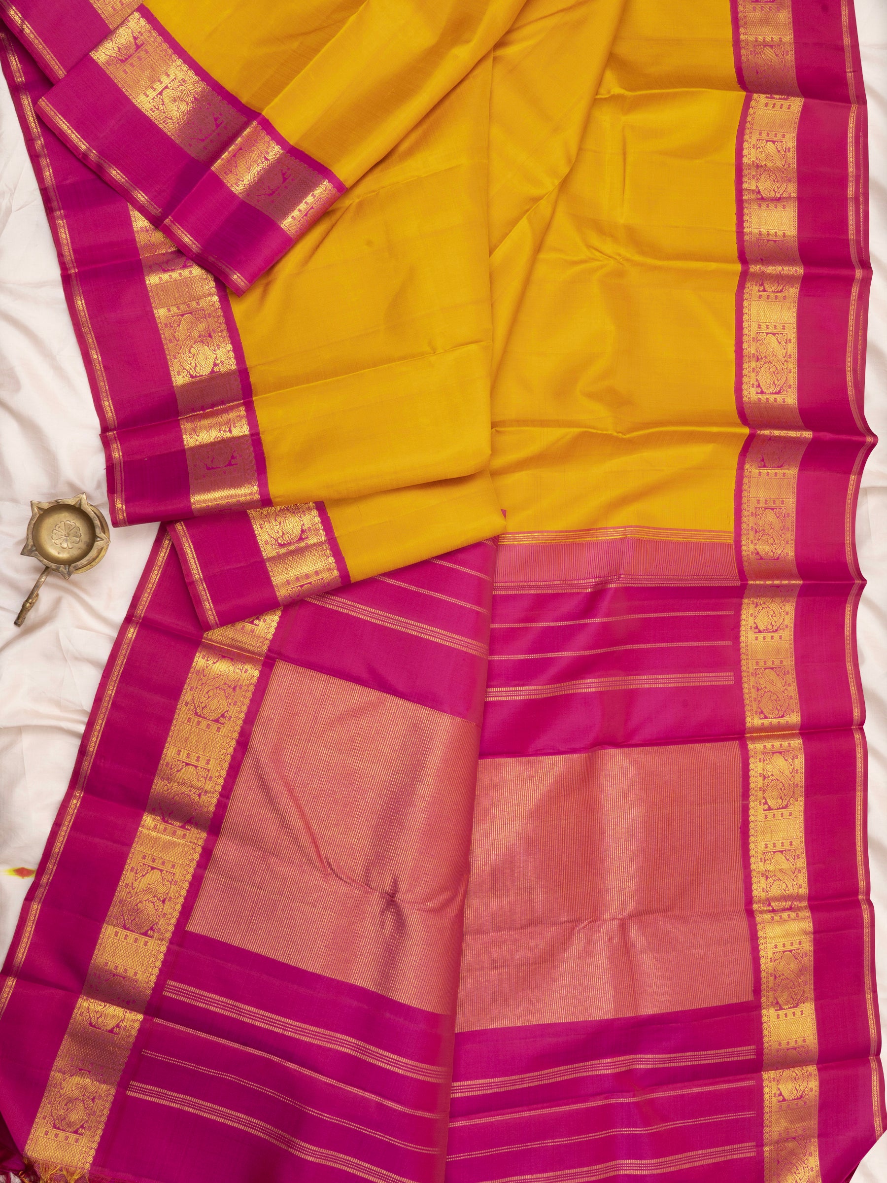 Yellow and pink /Arani Silk Saree