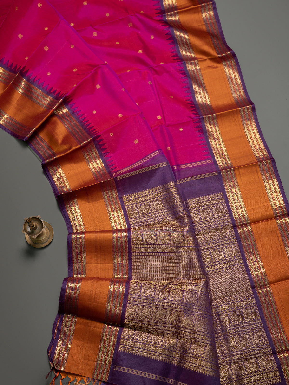 Pink Rettapet temple Korvai /Kanjipuram Silk Saree CLSA2431