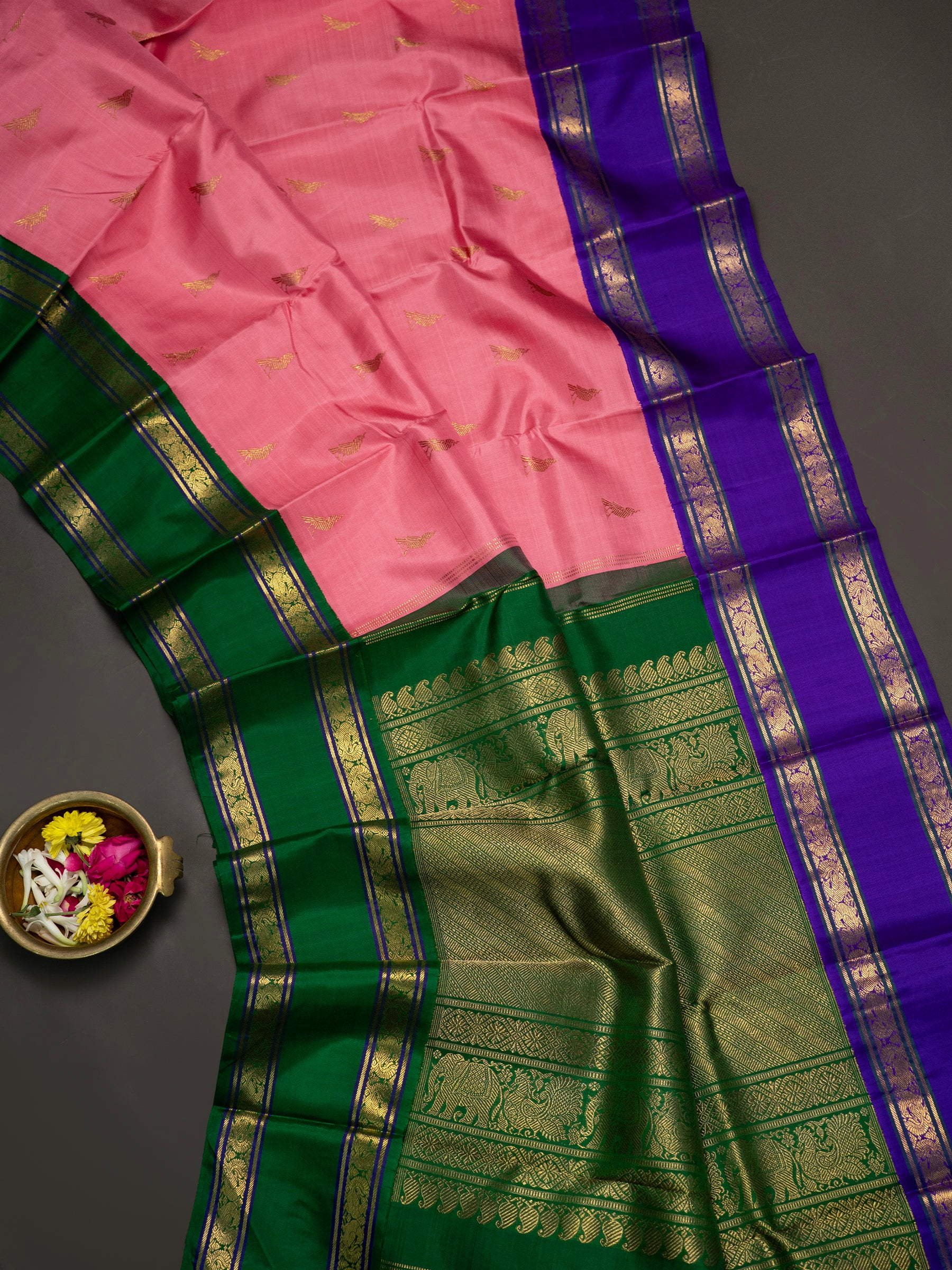 Pink Ganga Jamuna Kanjipuram Silk Saree CLSA3021
