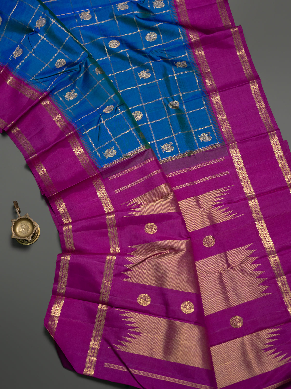 Veldhari Kattam Korvai Pure Kanjipuram Silk Saree CLSA3342