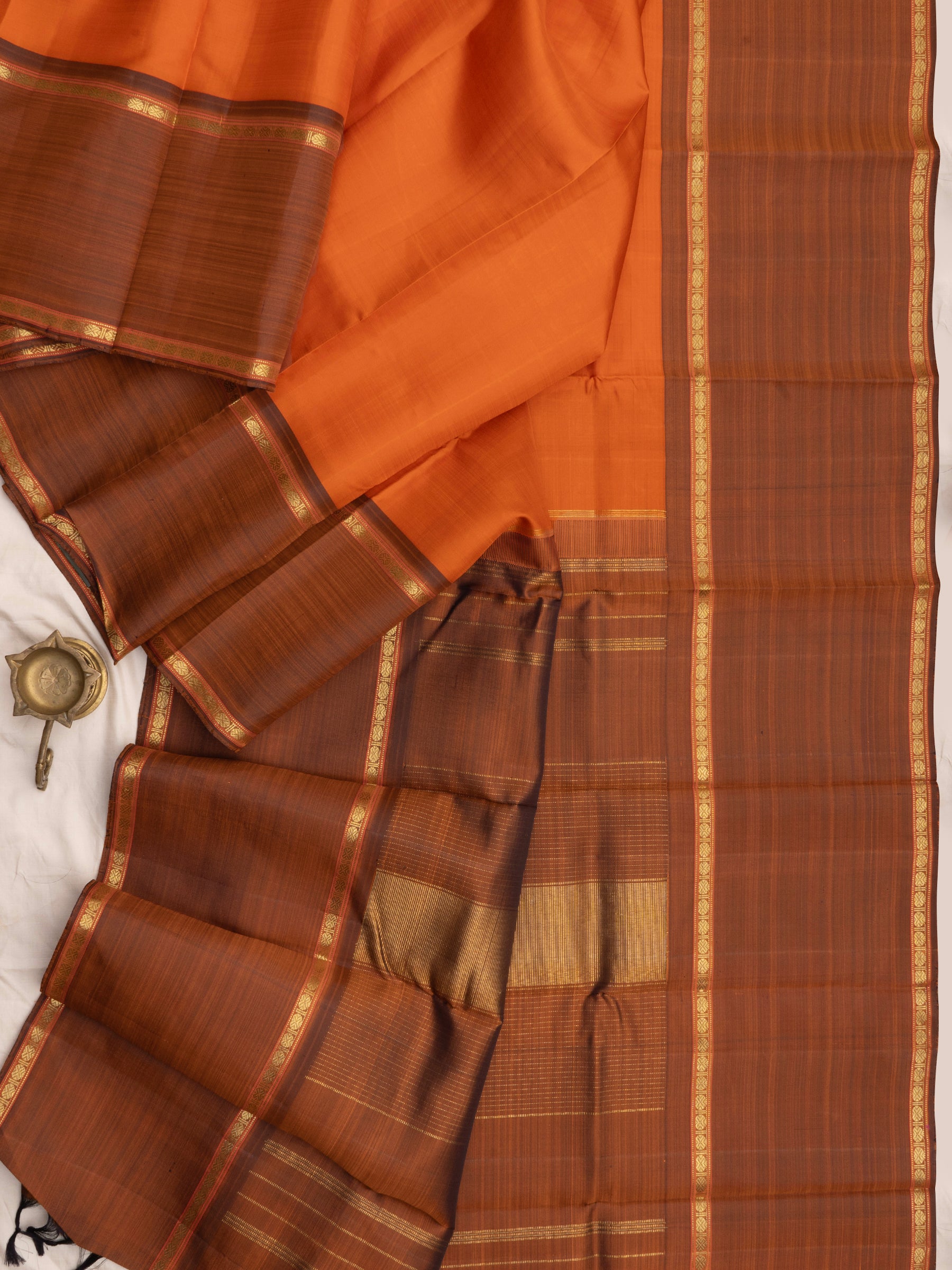 Orange and rustic rettapet border/ Arani Silk Saree CLSA3687