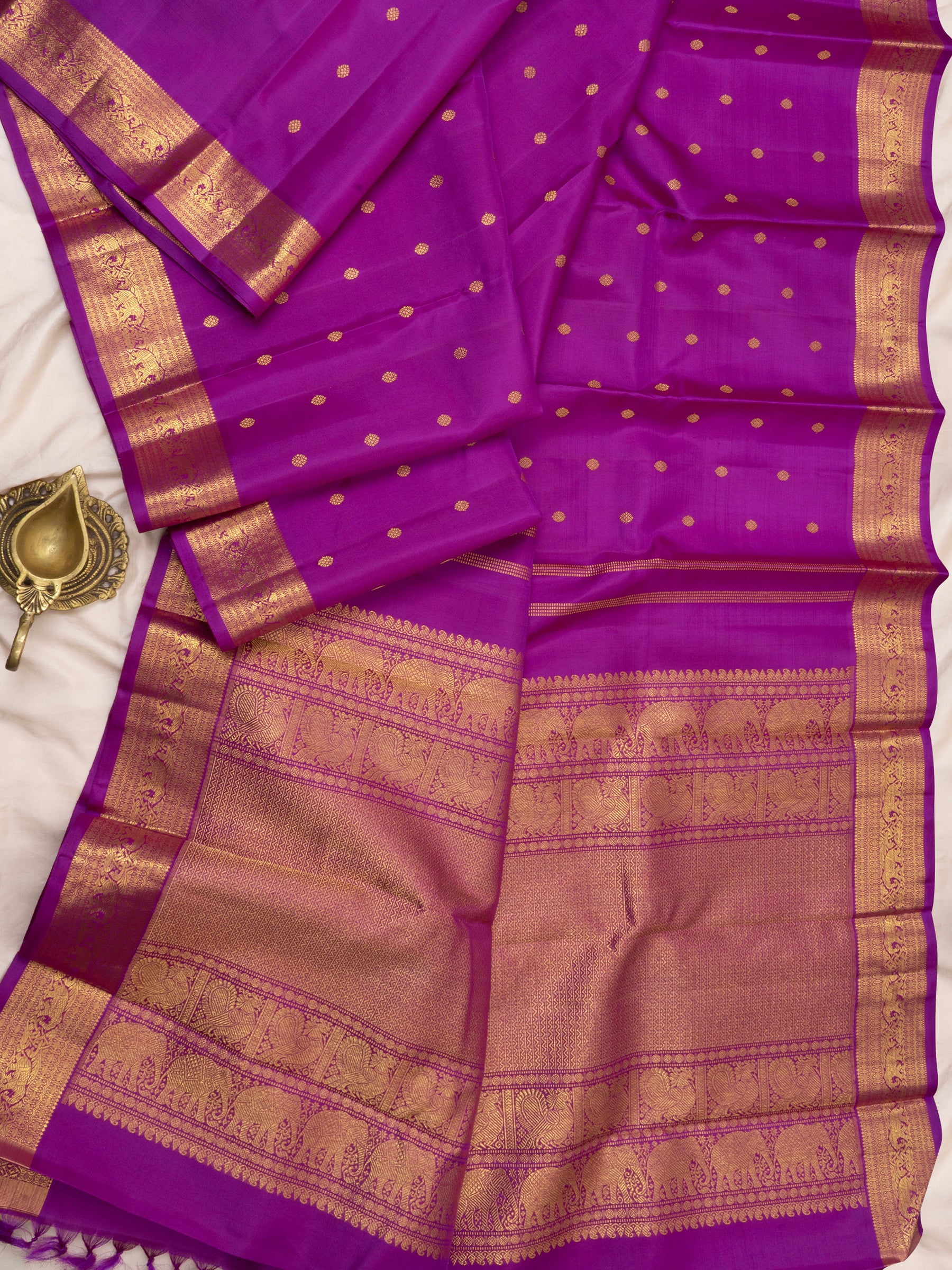 Magenta pink geeti border/Kanjipuram silk Saree