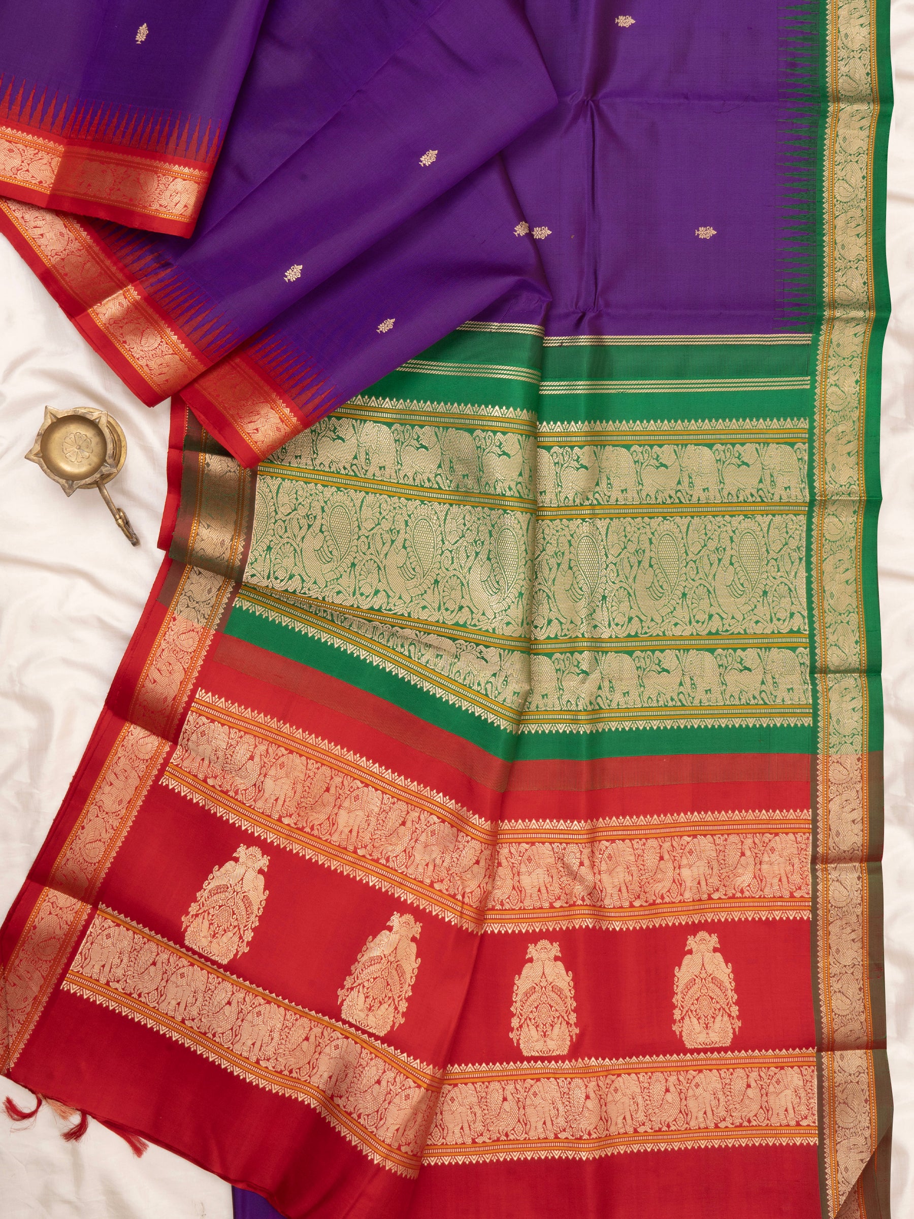 Purple ganga jamuna border and double color pallu / special edition kanjipuram silk CLSA4189