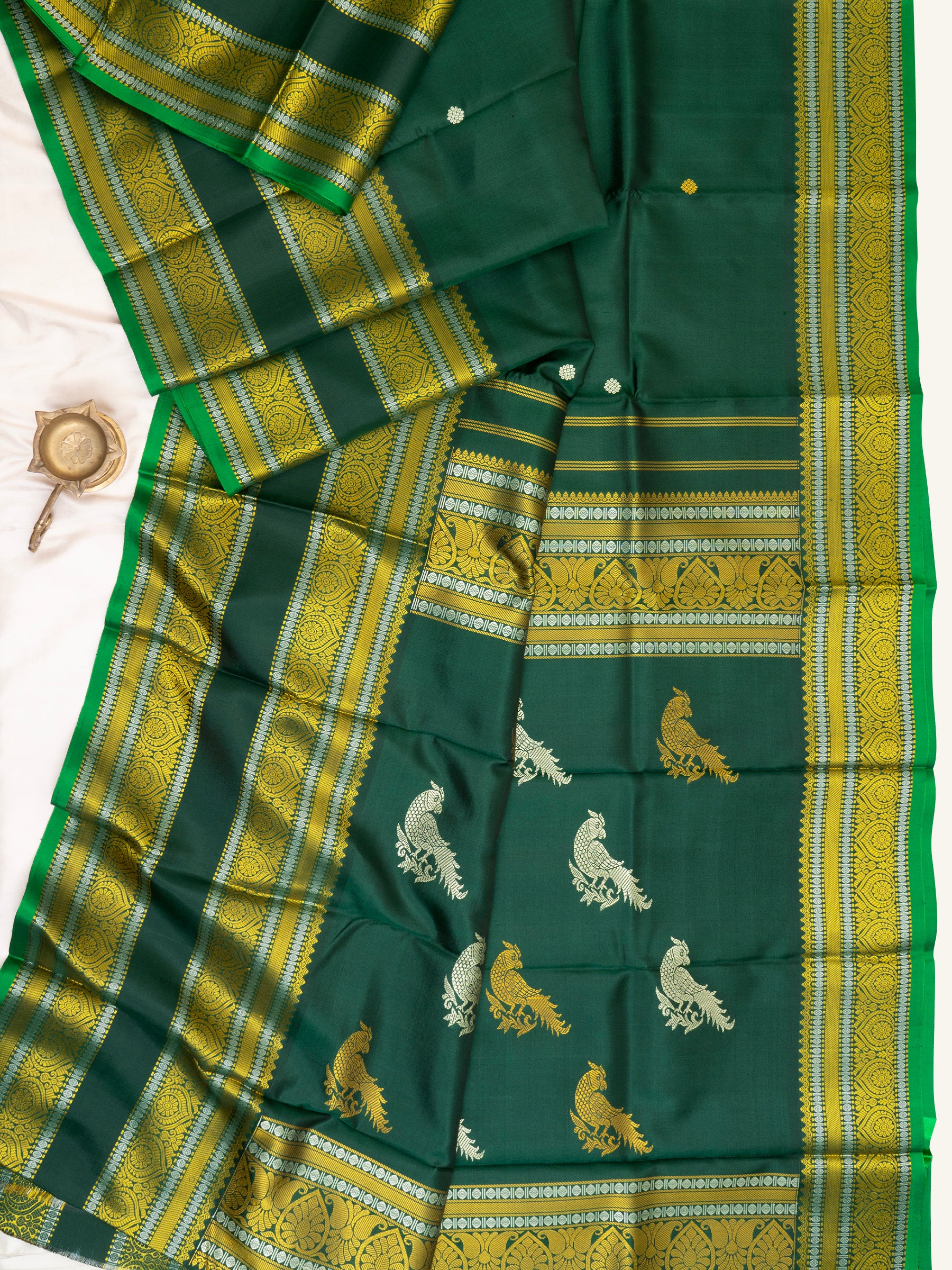 Green rettapet border killi pallu /Special Edition Silk CLSA4734