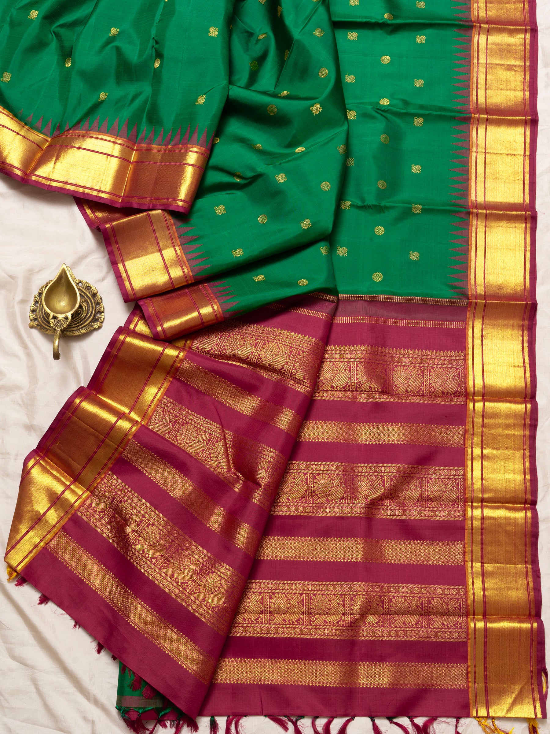 Green korvai Kanjipuram Silk Saree CLSA4769