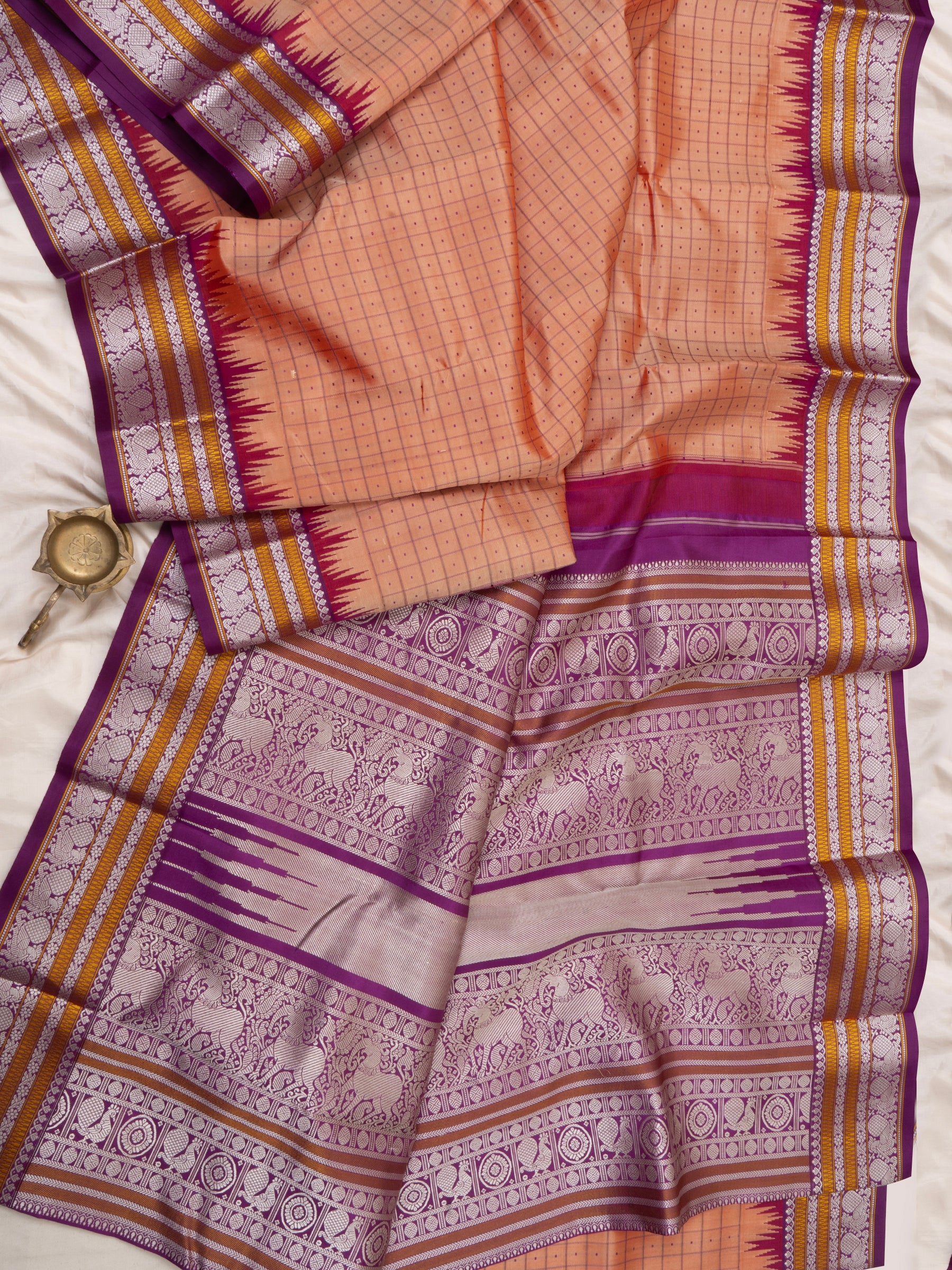 Orange and purple kattam / special edition kanjipuram silk CLSA5160