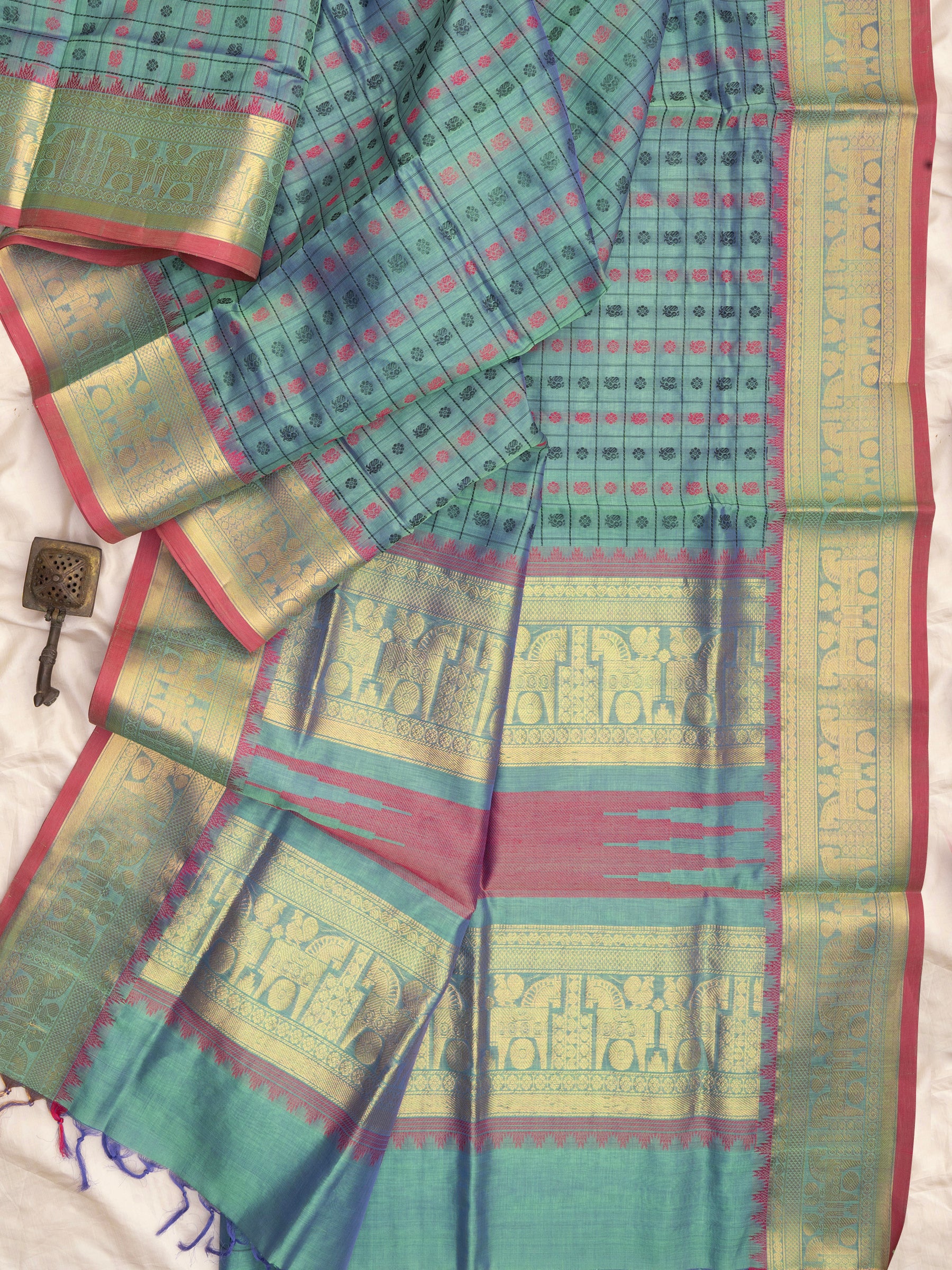 Sea blue kattam butta / Silk Cotton Saree CLSA5230