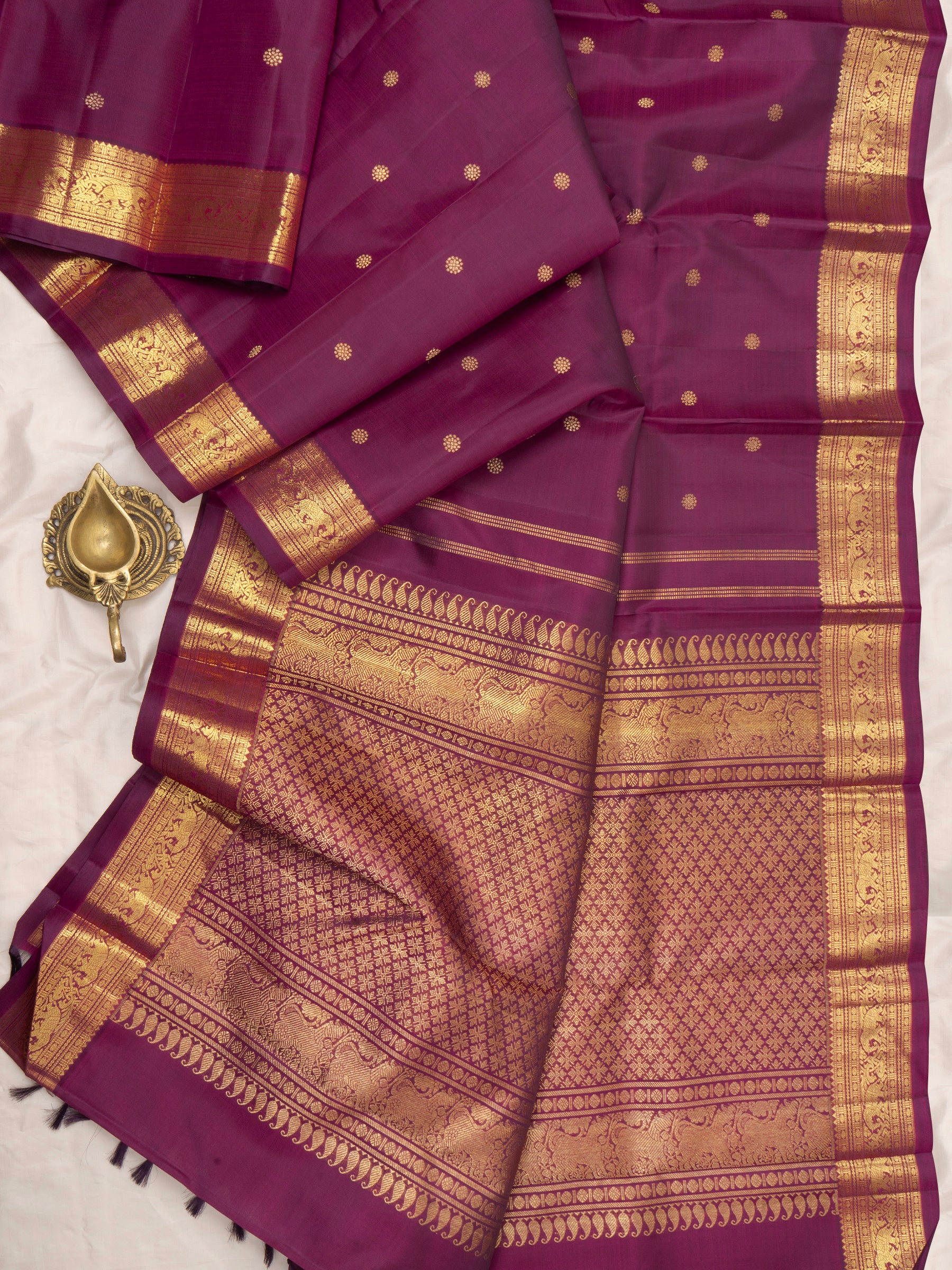 Wine getti border/ Kanjivaram Silk Saree CLSA6222