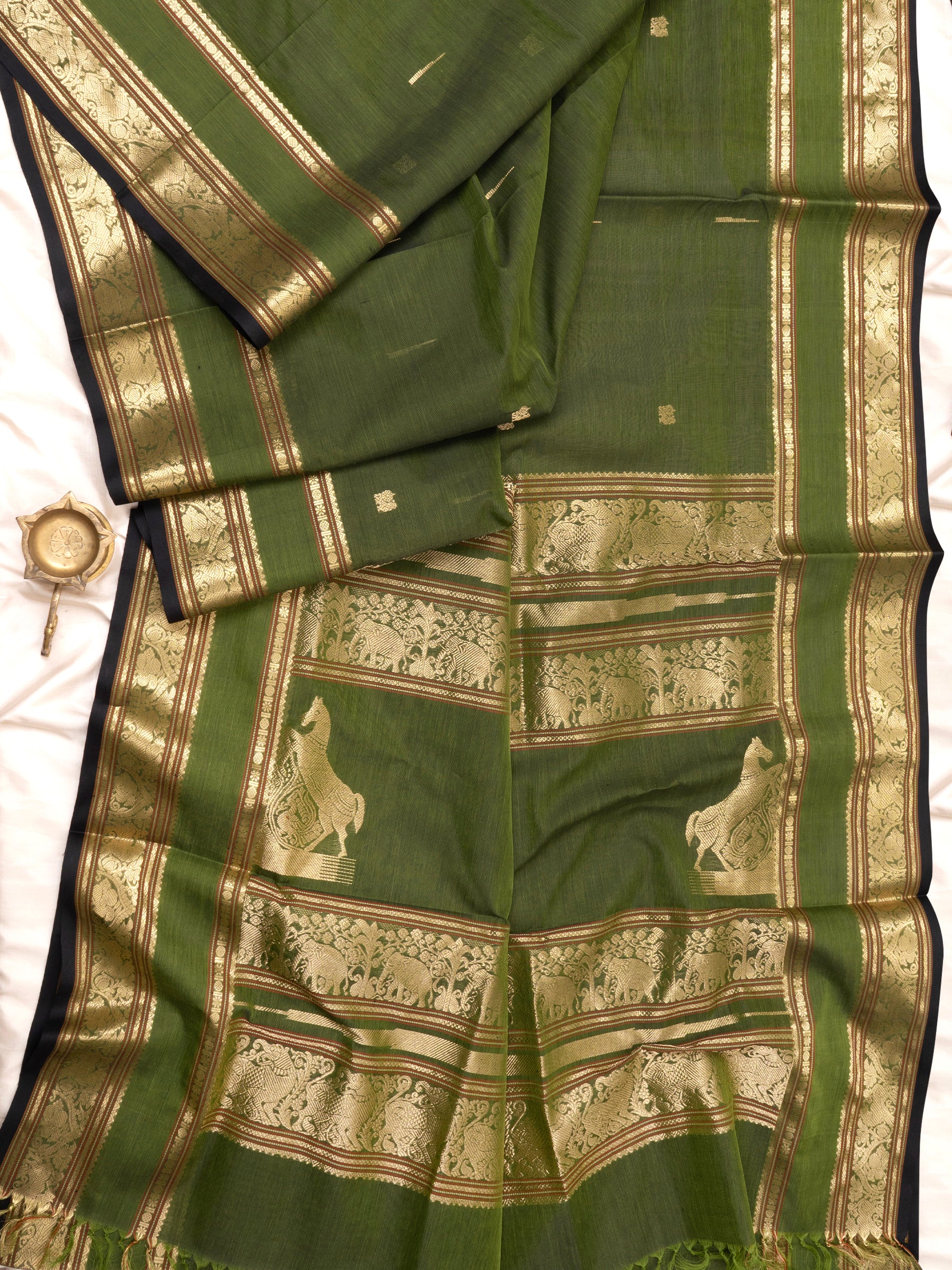 Fern Green /Silk Cotton Saree CLSA5970