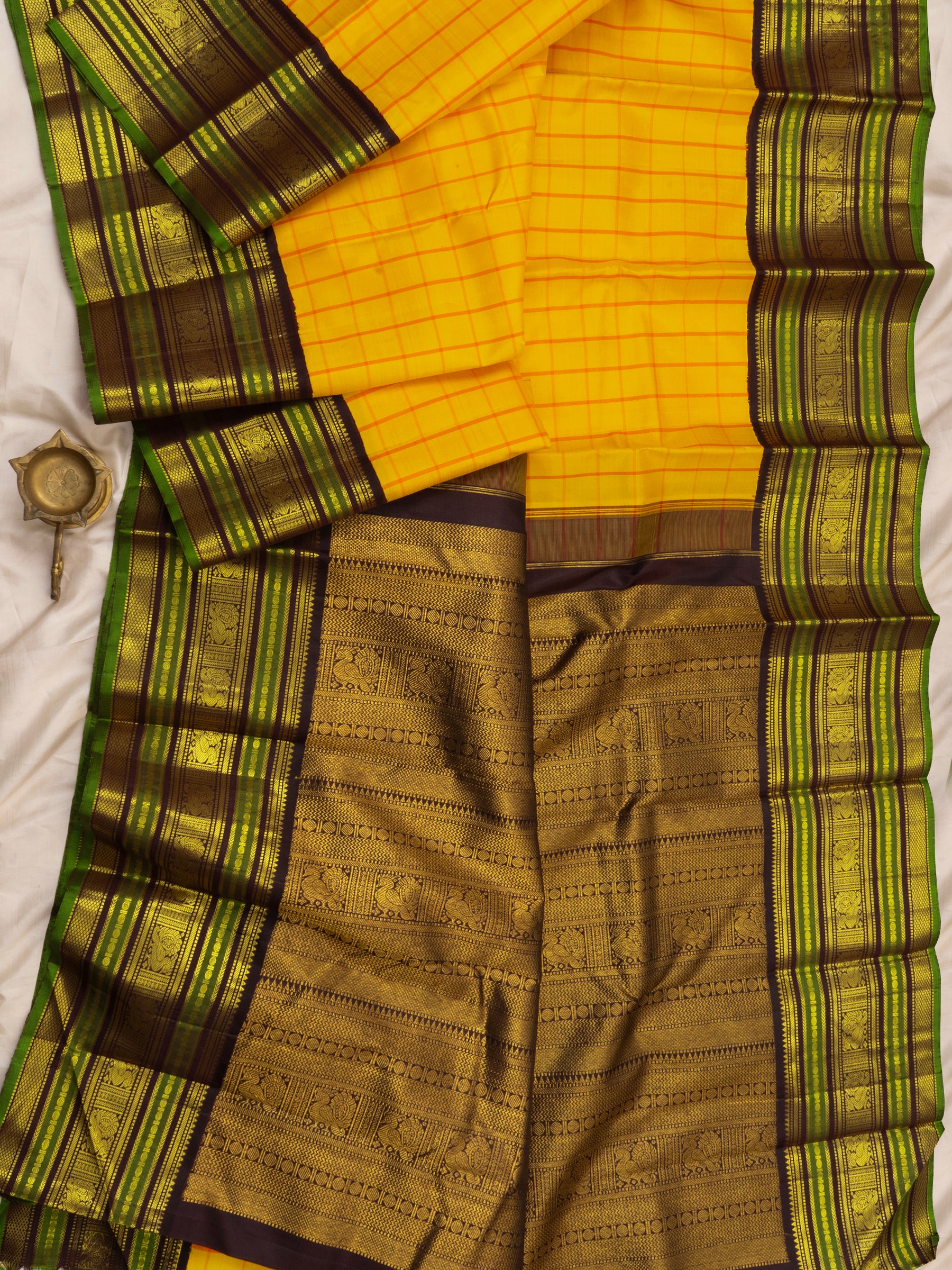 Yellow kattam varisapet border/Arani Silk Saree CLSA6144